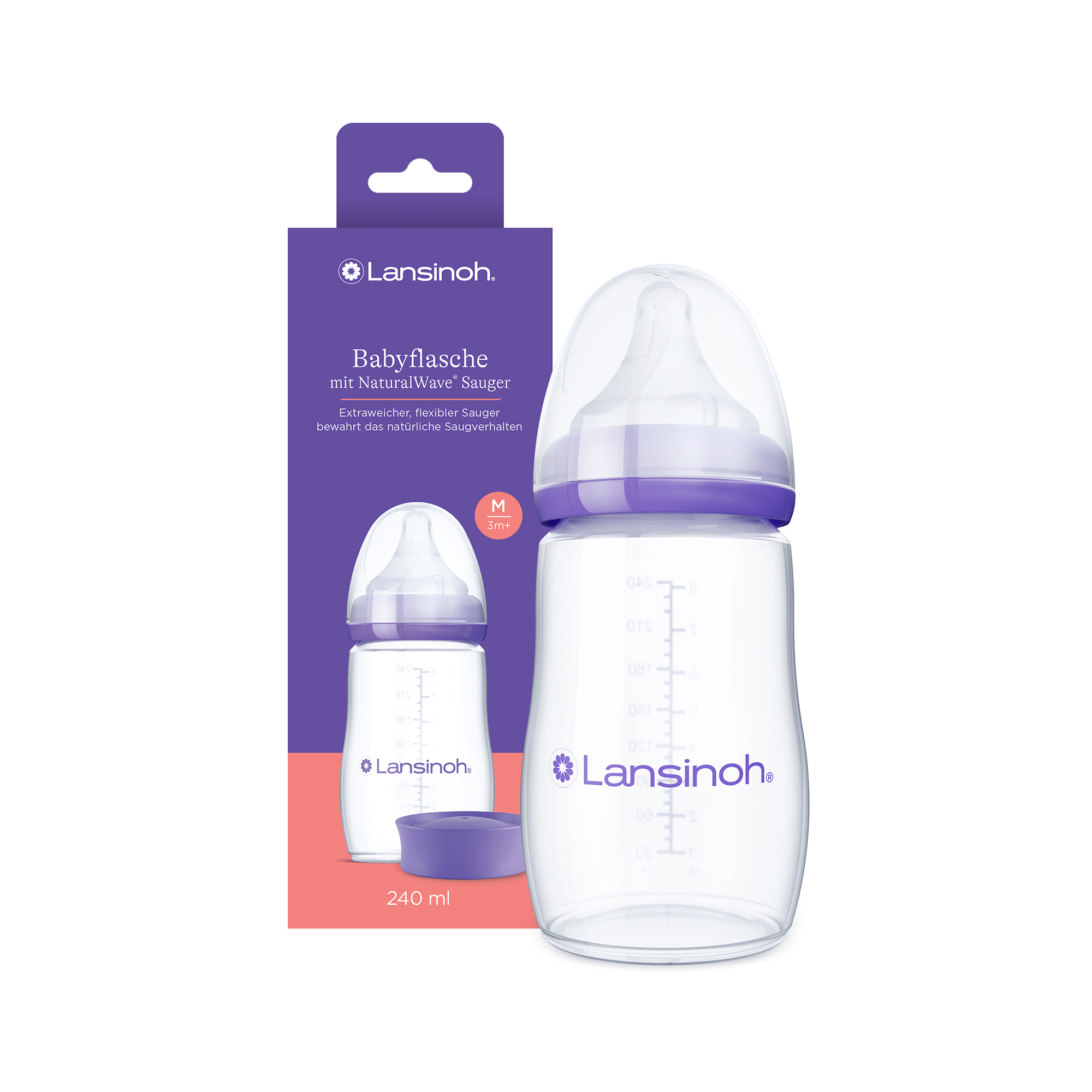 Lansinoh Babyflasche NaturalWave Größe M | in Transparent