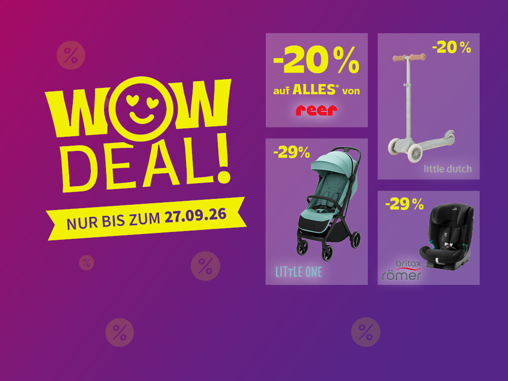 WOW Deal nur bis zum 27.09.26 Roller, Buggy, Autositz und -20% auf Reer