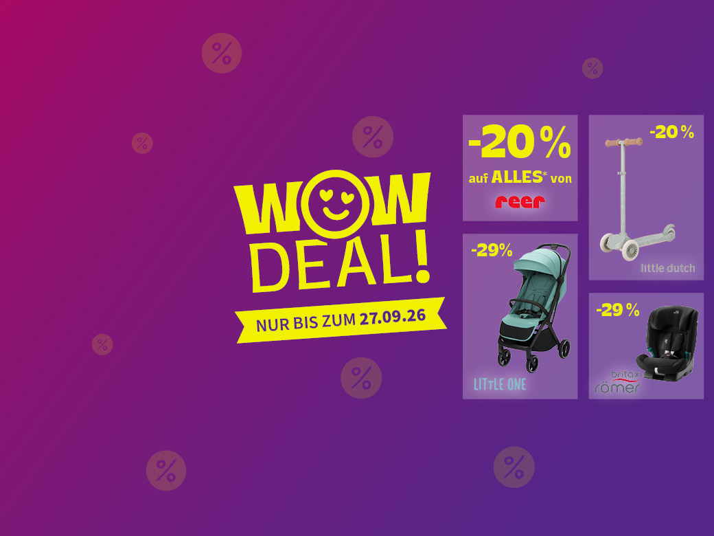 WOW Deal nur bis zum 27.09.26 Roller, Buggy, Autositz und -20% auf Reer