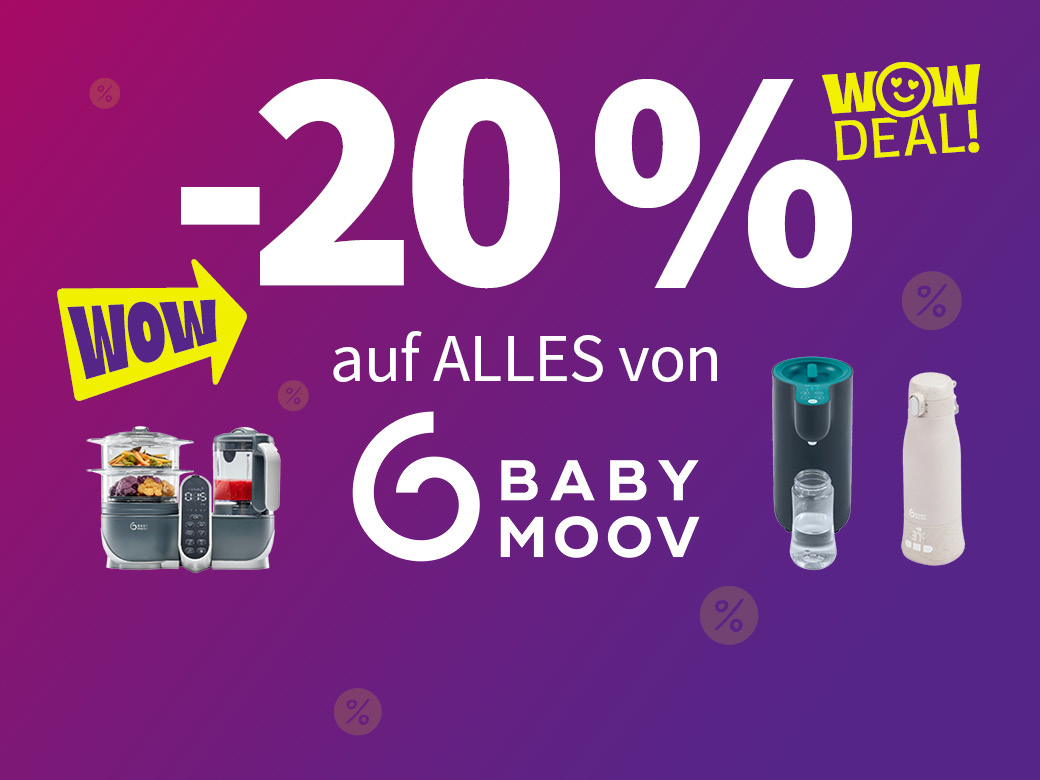 -20% auf ALLES von babymoov. WOW Deal! Küchengeräte, Rückentragen, Kissen usw.