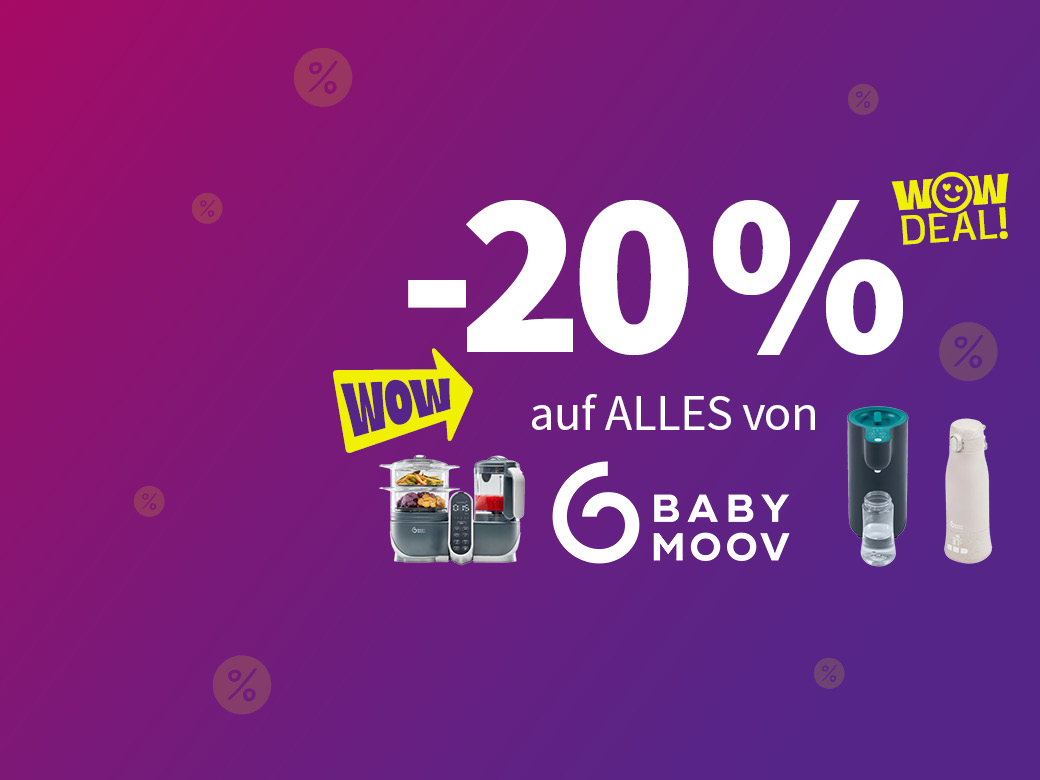 -20% auf ALLES von babymoov. WOW Deal! Küchengeräte, Rückentragen, Kissen usw.