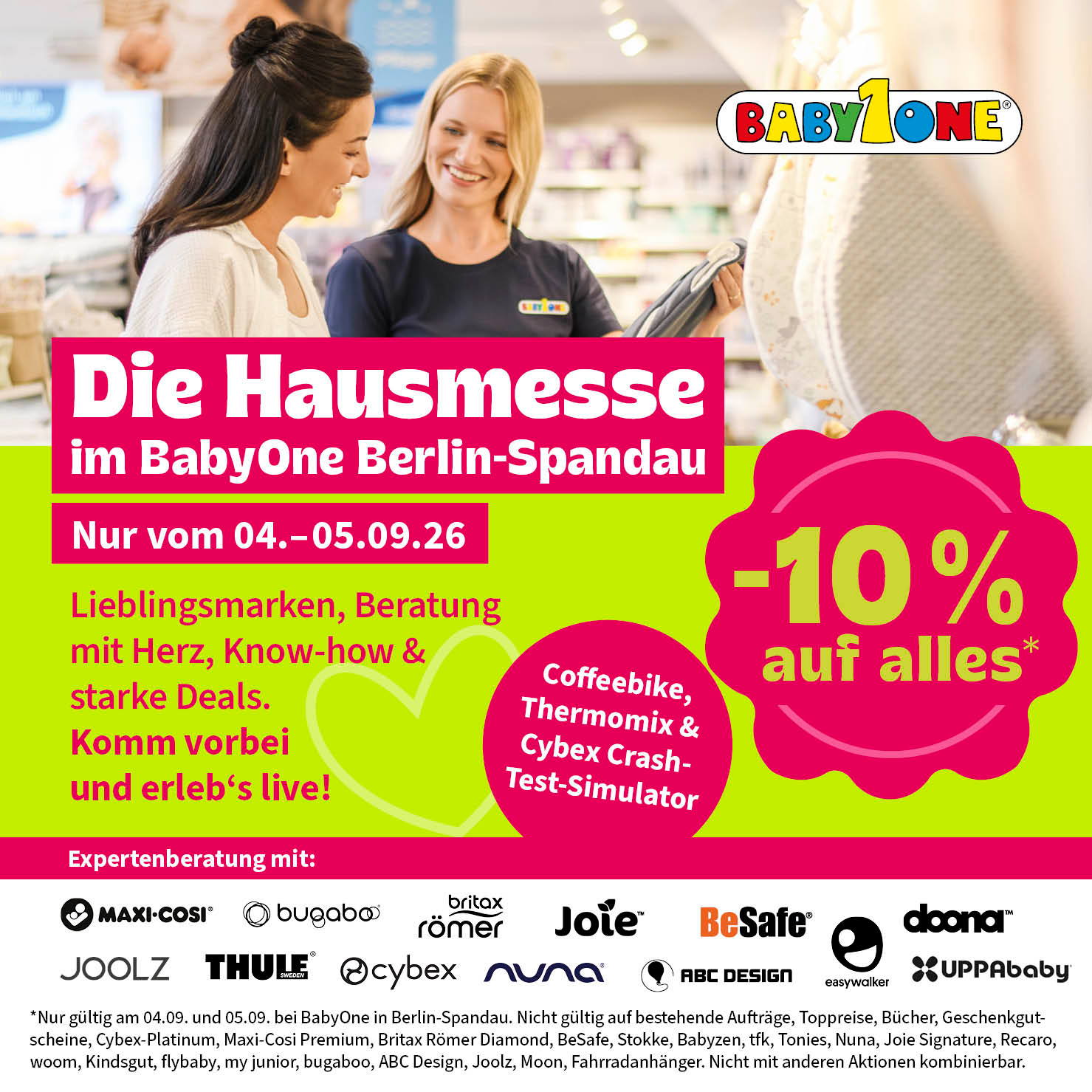 Die Hausmesse im Babyone Spandau nur vom 04. - 05.09.26 mit -10% Rabatt auf alles! 