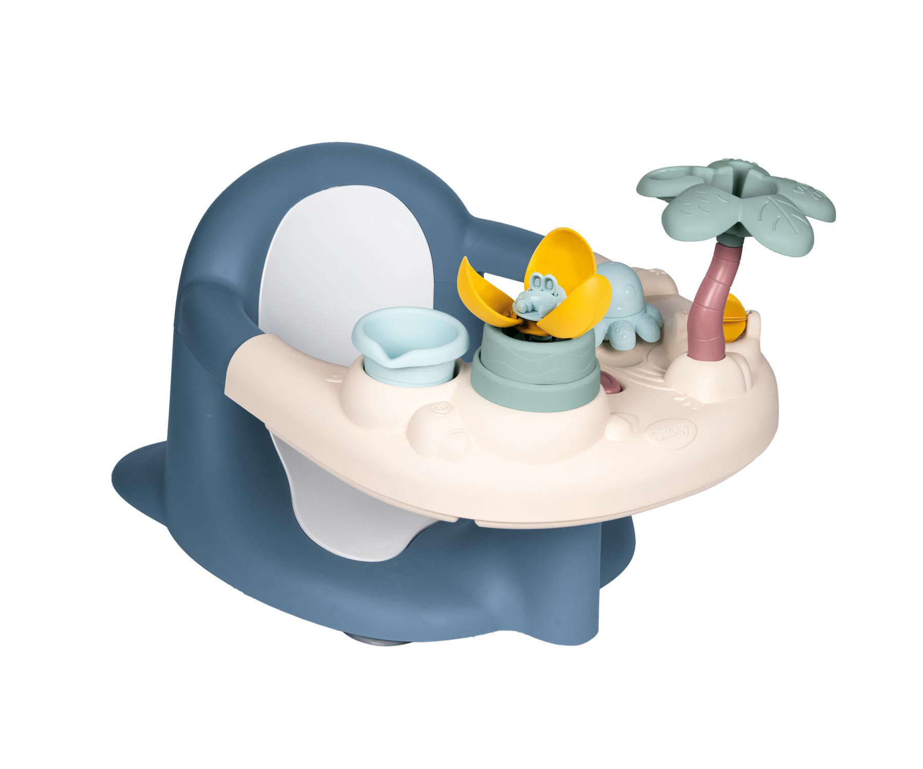 Badesitze, Smoby, Blau – Besonderheit: mit 5 Wasserspielen (Paddelrad, Wasserbecher, Zauberblume, Palmen-Sprinkler und Oktopus-Spritzfigur)