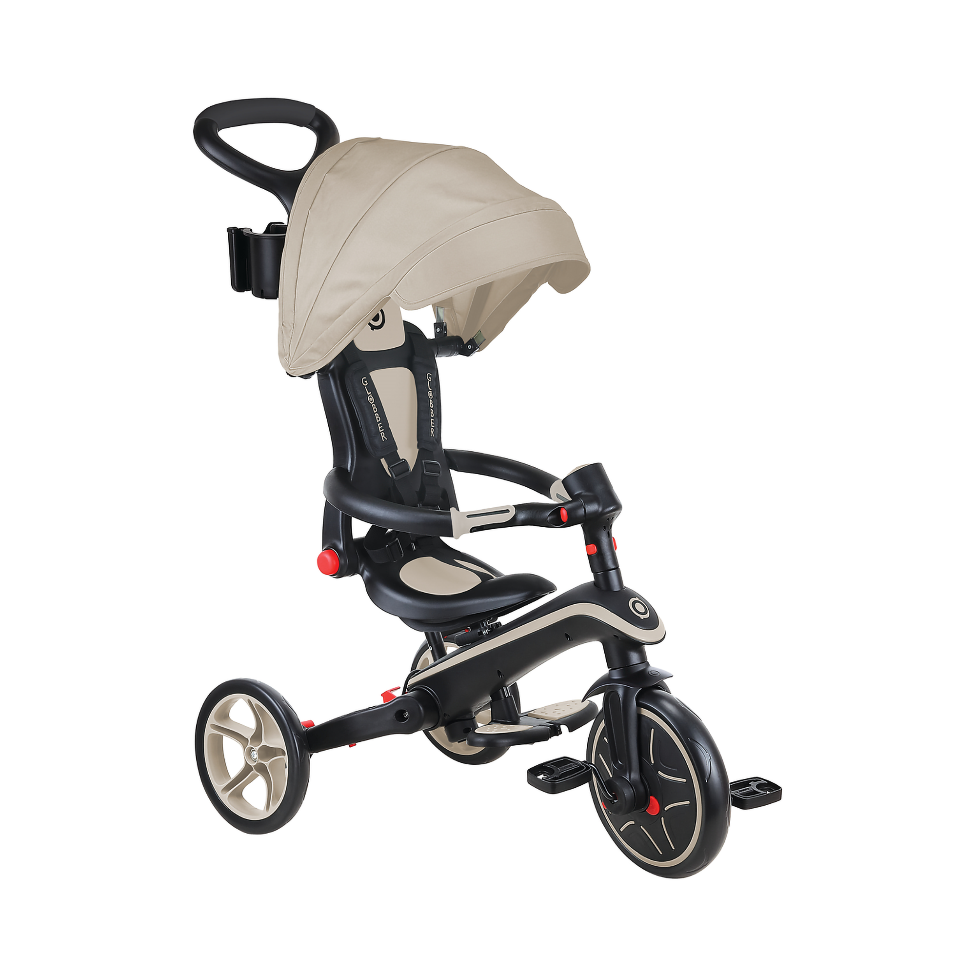 Dreiräder, GLOBBER, Beige – Besonderheit: verwandelbar in Kinderwagen, Dreirad mit und ohne Anschub und Laufrad