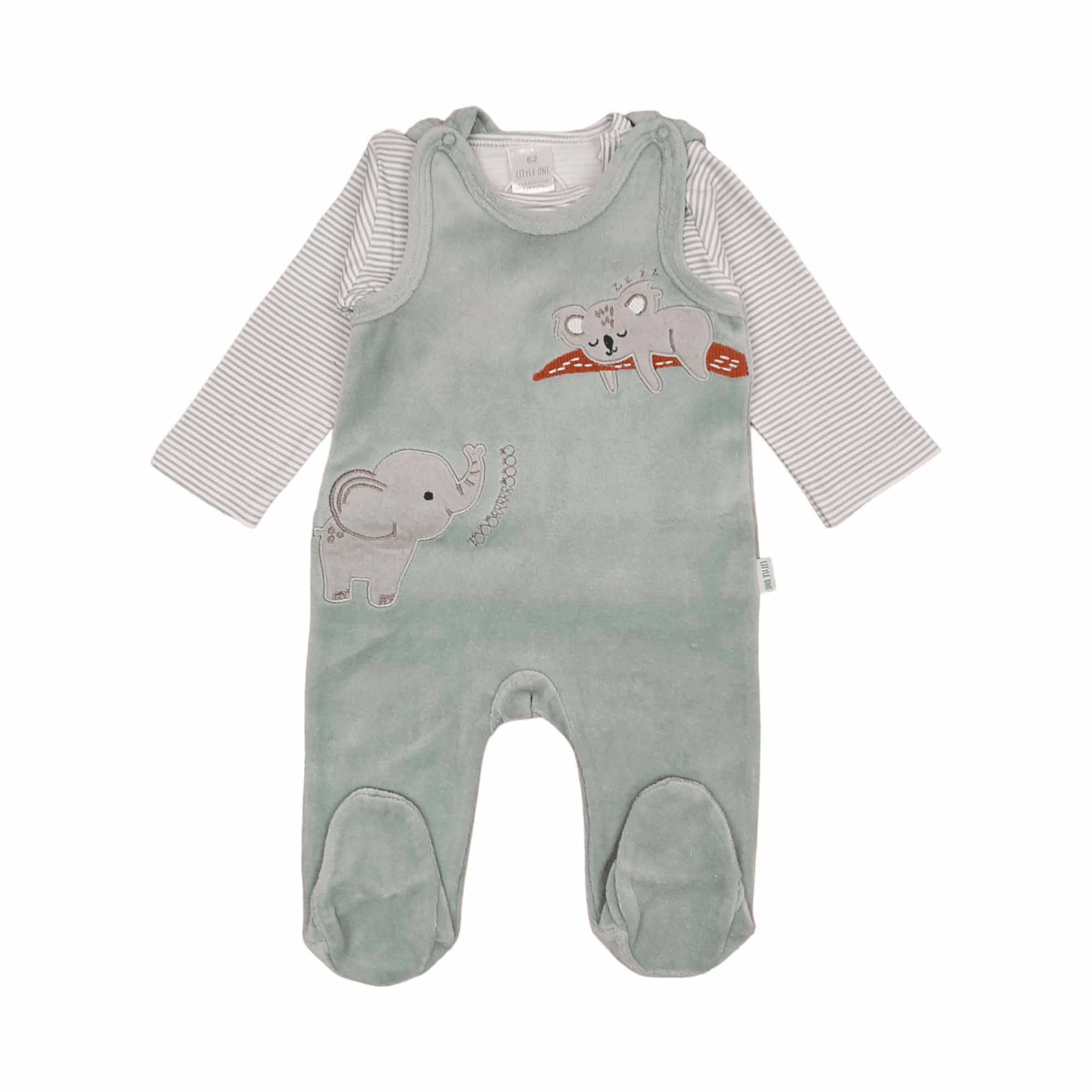 Strampler, LITTLE ONE, Grün – Besonderheit: bestehend aus Langarmshirt und Strampler