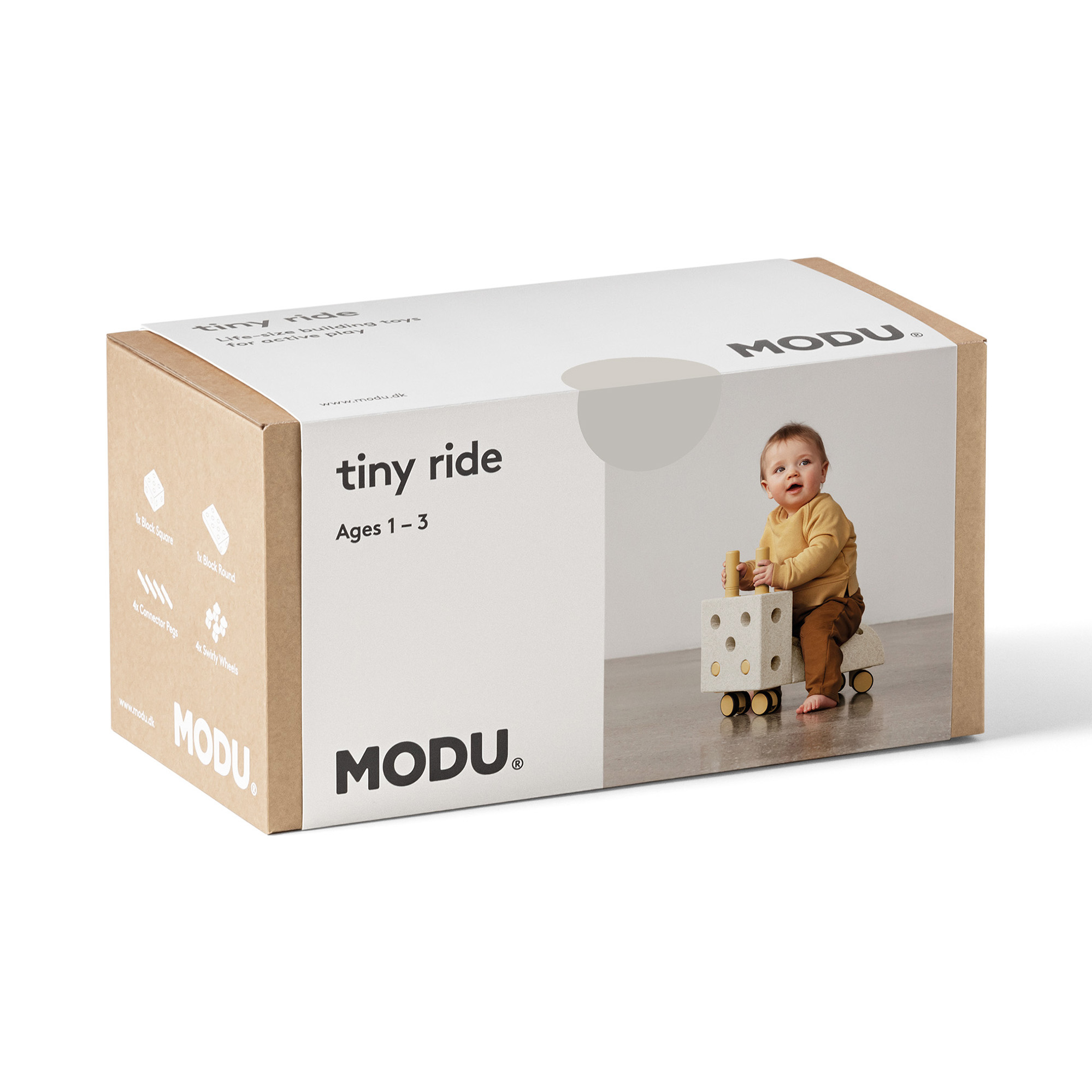 Schaumstoff Bausteine, MODU, Beige – Besonderheit: Set bestehend aus 10 Elementen (2x Blöcke, 4x Verbinder, 4x Drehrollen)