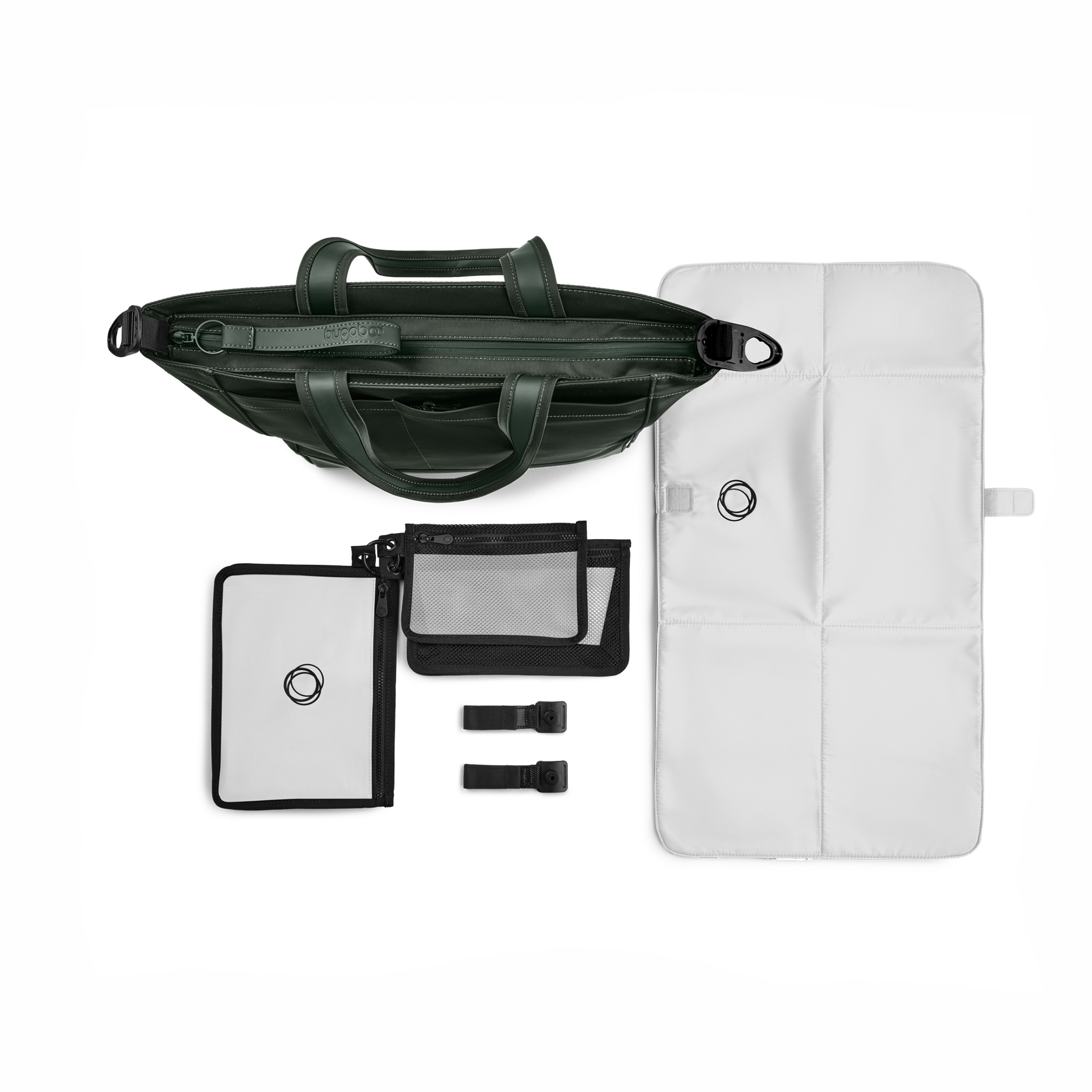 bugaboo Wickeltaschen, bugaboo, Grün – Besonderheit: inkl. faltbarer Wickelunterlage und 3 Clutchtaschen