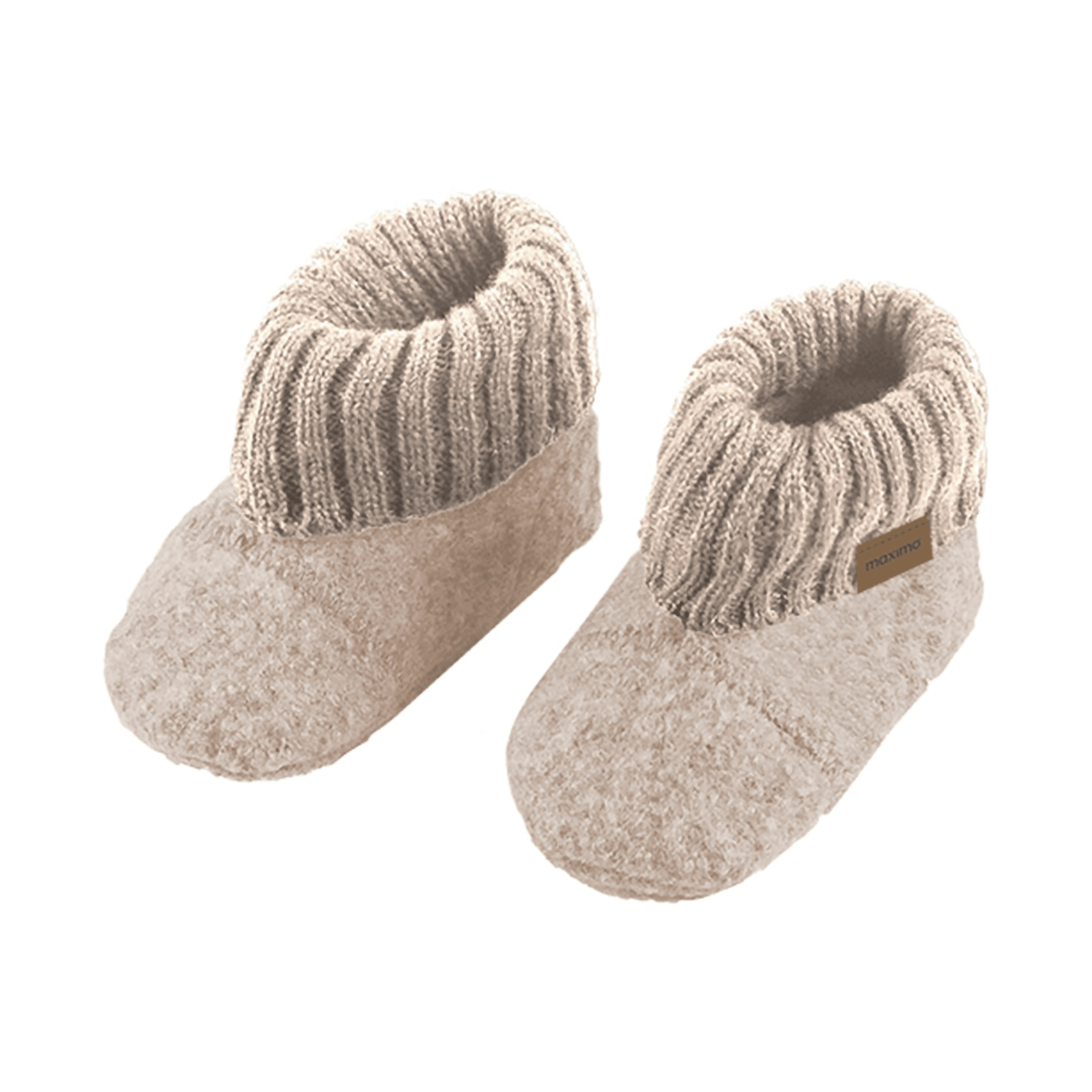 Krabbelschuhe, MaxiMo, Beige – Besonderheit: weiches Bündchen