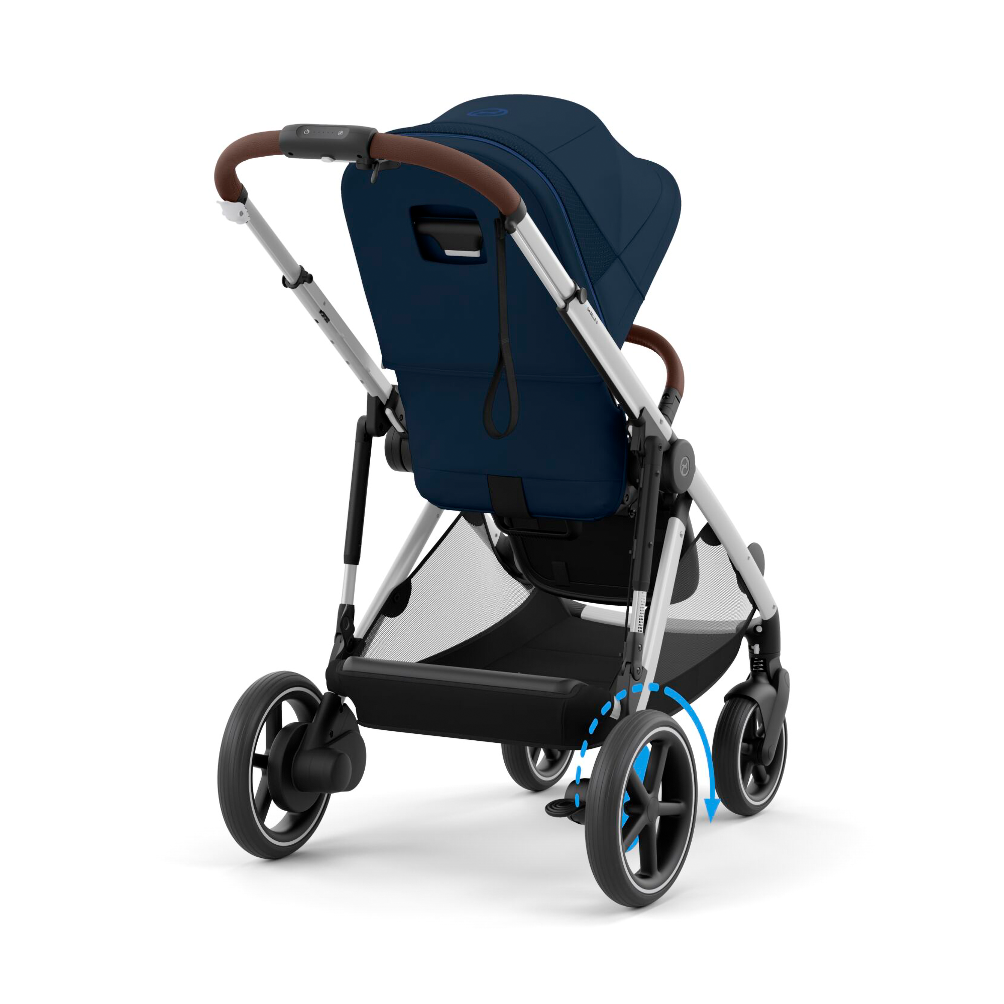 Kombi-Kinderwagen, cybex, Blau – Besonderheit: mit E-Antrieb und intuitiver Geschwindigkeitsregelung