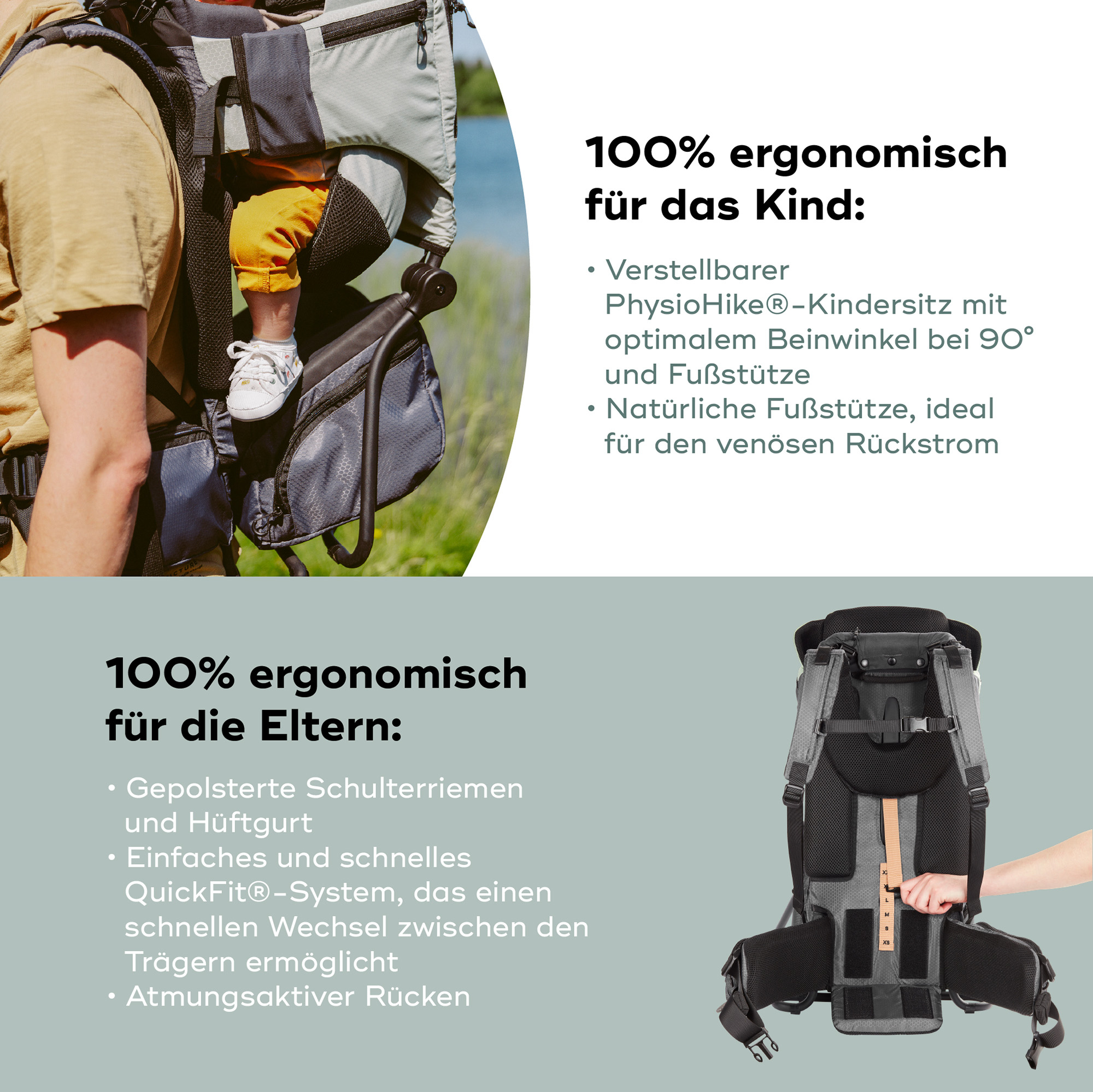 Rückentragen, babymoov, Grün – Produktansicht