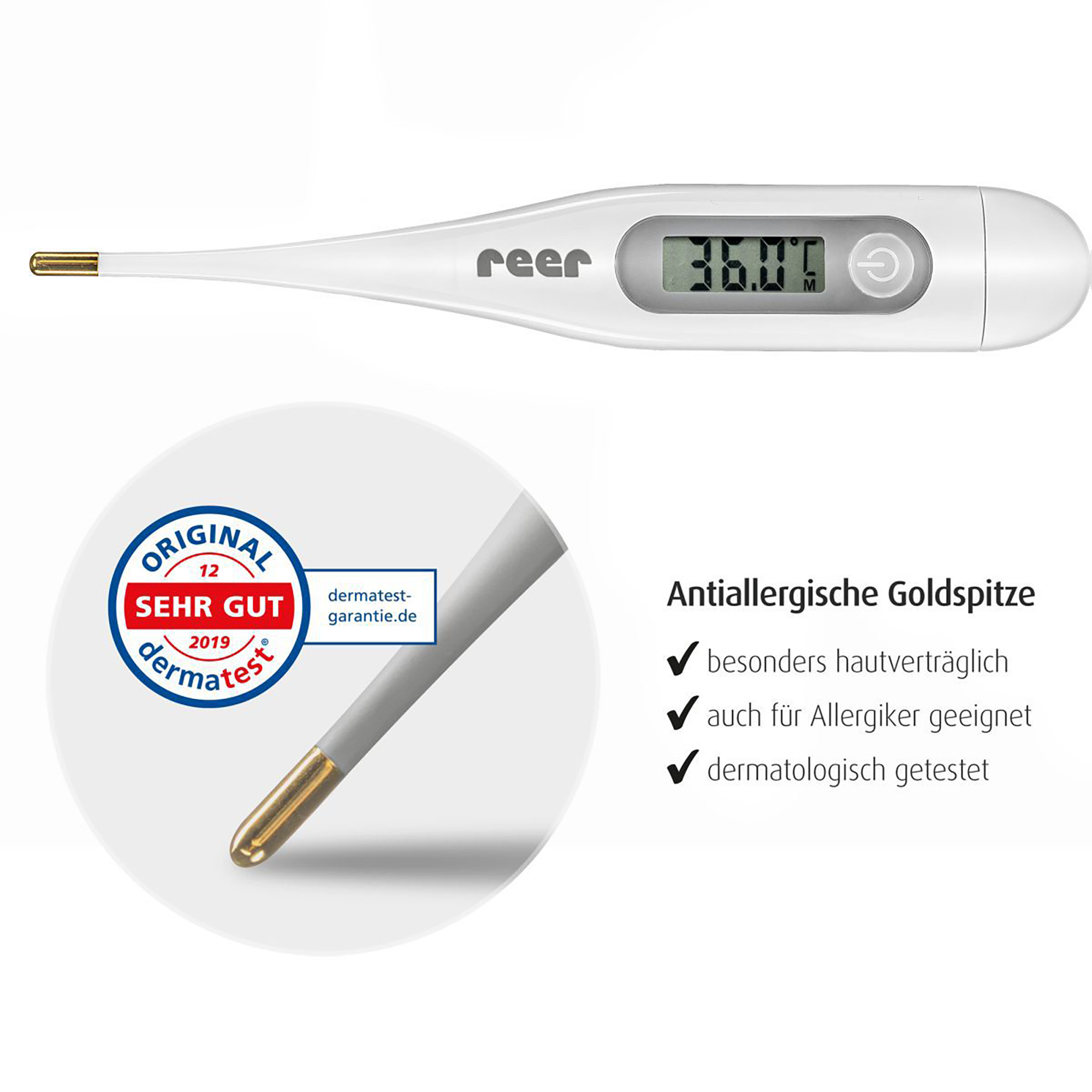 Fieberthermometer, reer, Weiß – Produktansicht