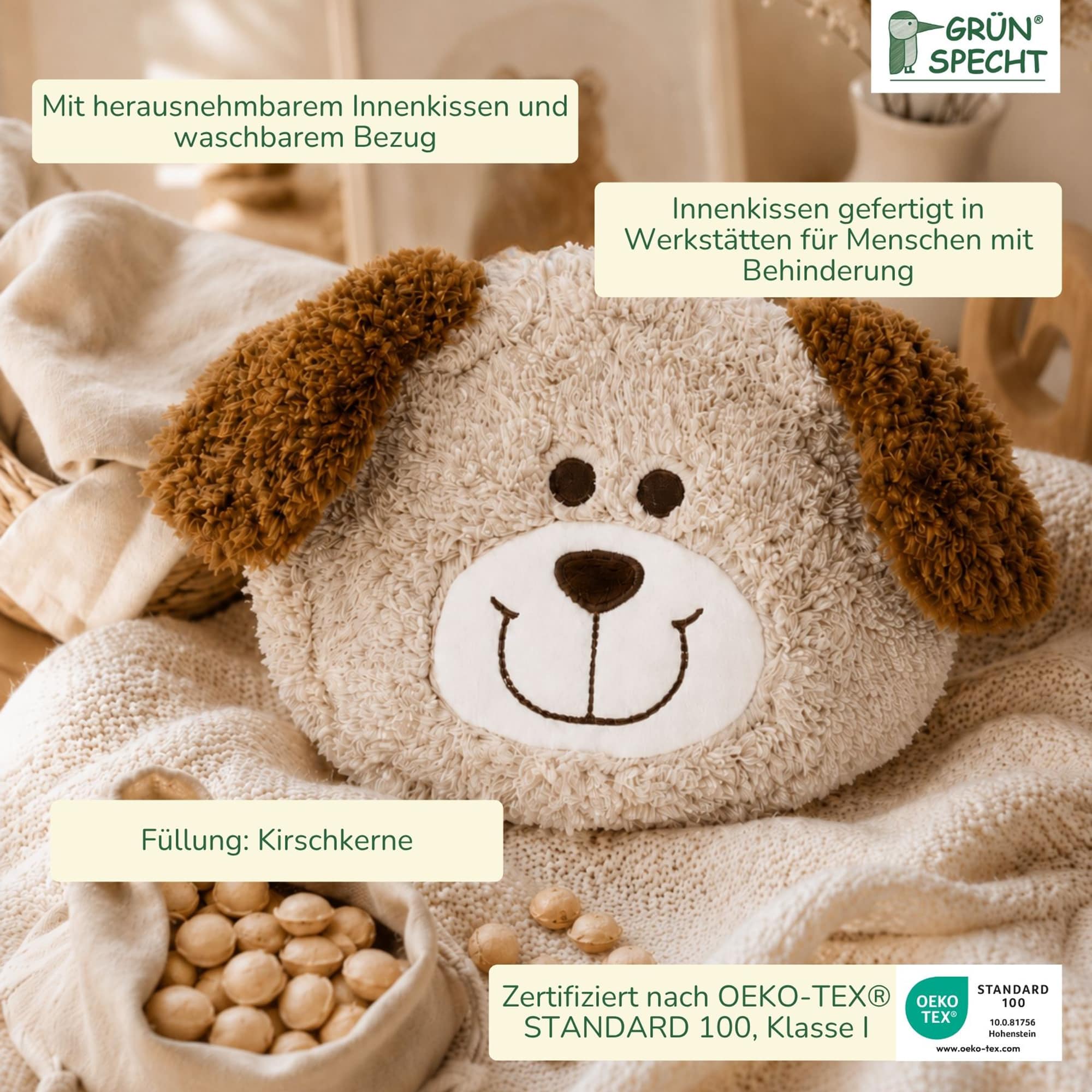 Wärmekissen & -flaschen, GRÜNSPECHT, Beige – Produktansicht