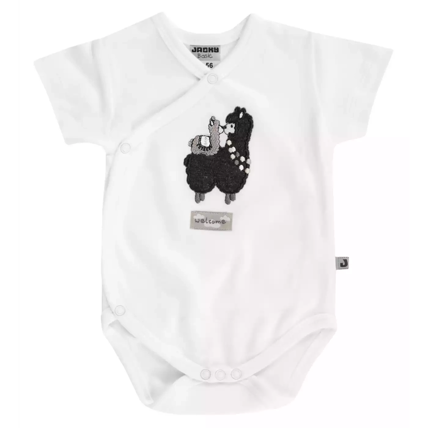 Wickelbodys, JACKY, Weiß – Besonderheit: mit niedlicher Lama-Applikation