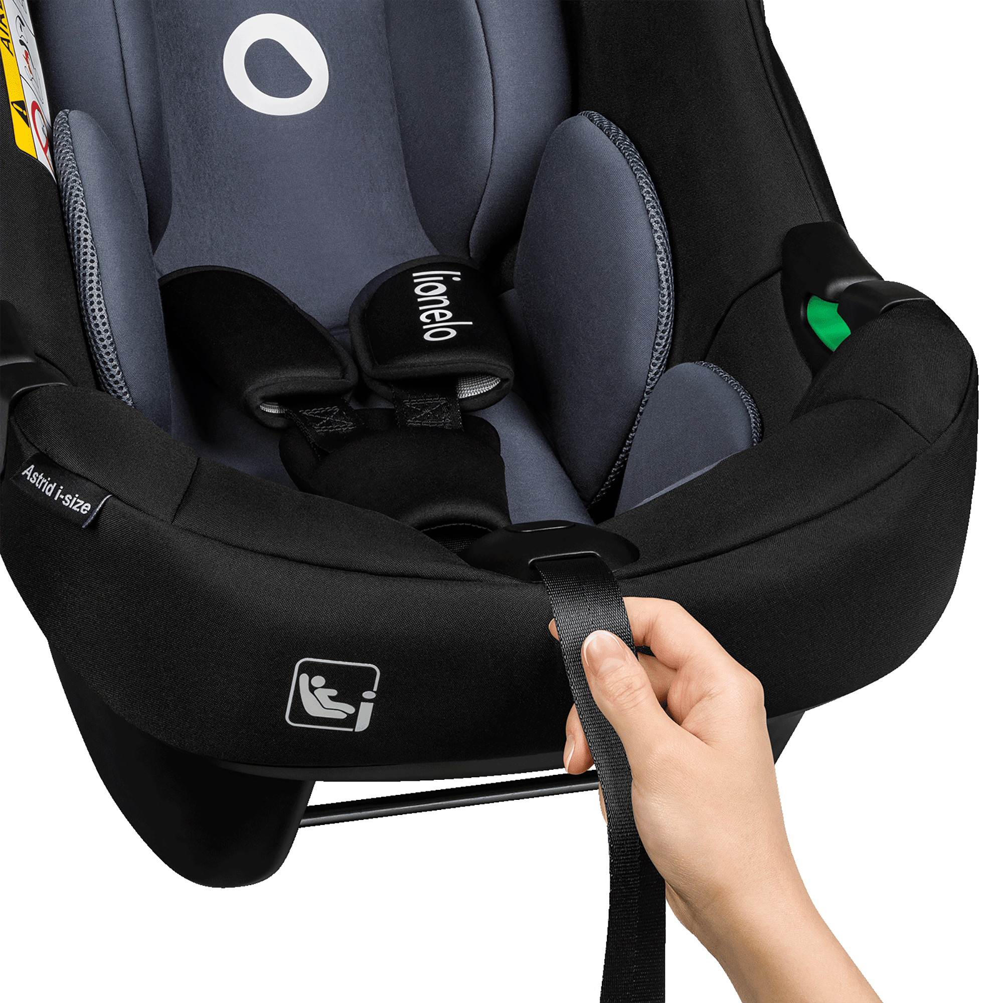 Babyschalen 0-13 kg, Gruppe 0+, lionelo, Schwarz – Produktansicht