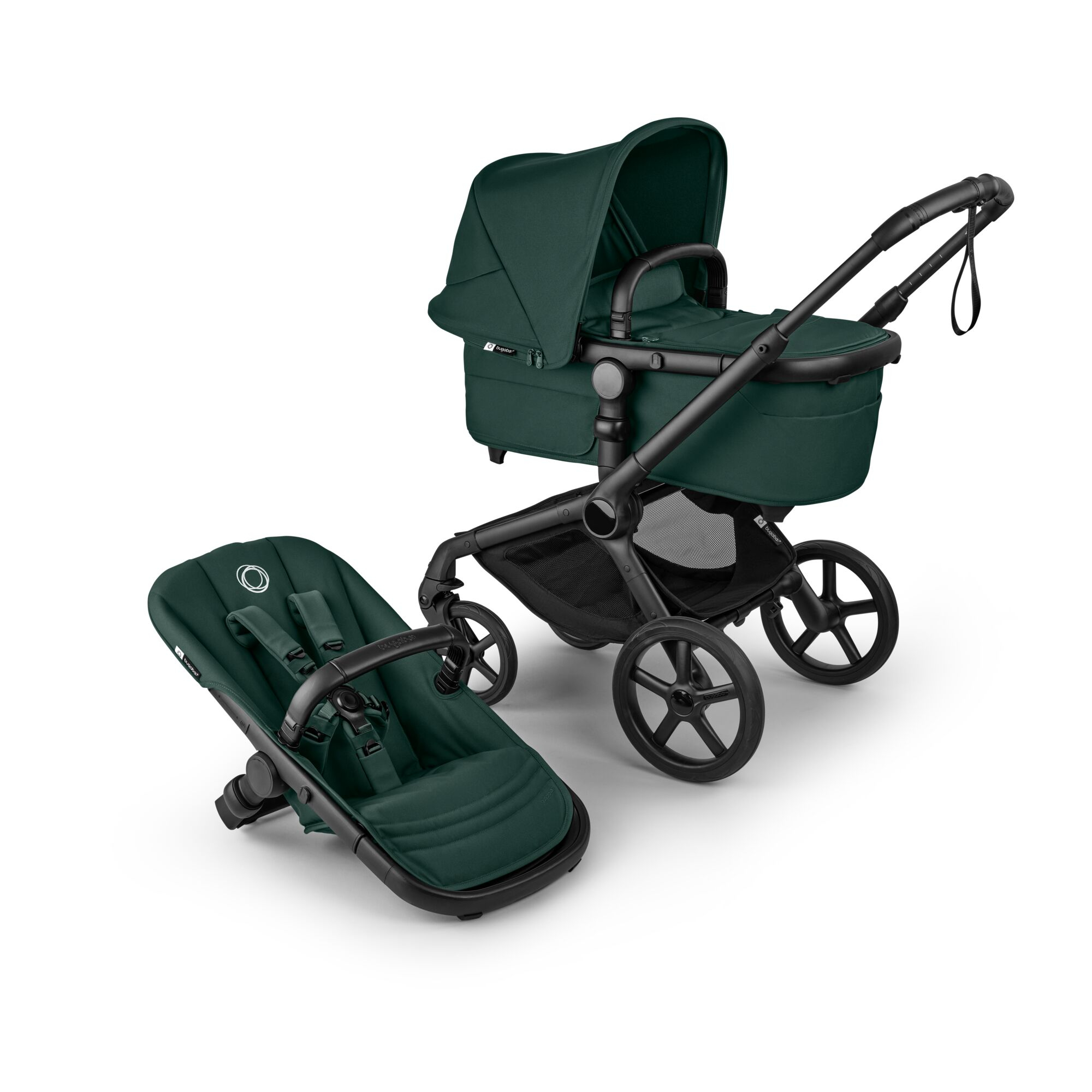 Kombi-Kinderwagen, bugaboo, Grün – Besonderheit: Upgrade: mit PureBreeze™-Matratze, neue Liegewanne mit integrierter Tasche und Materialien aus recycelten Stoffen