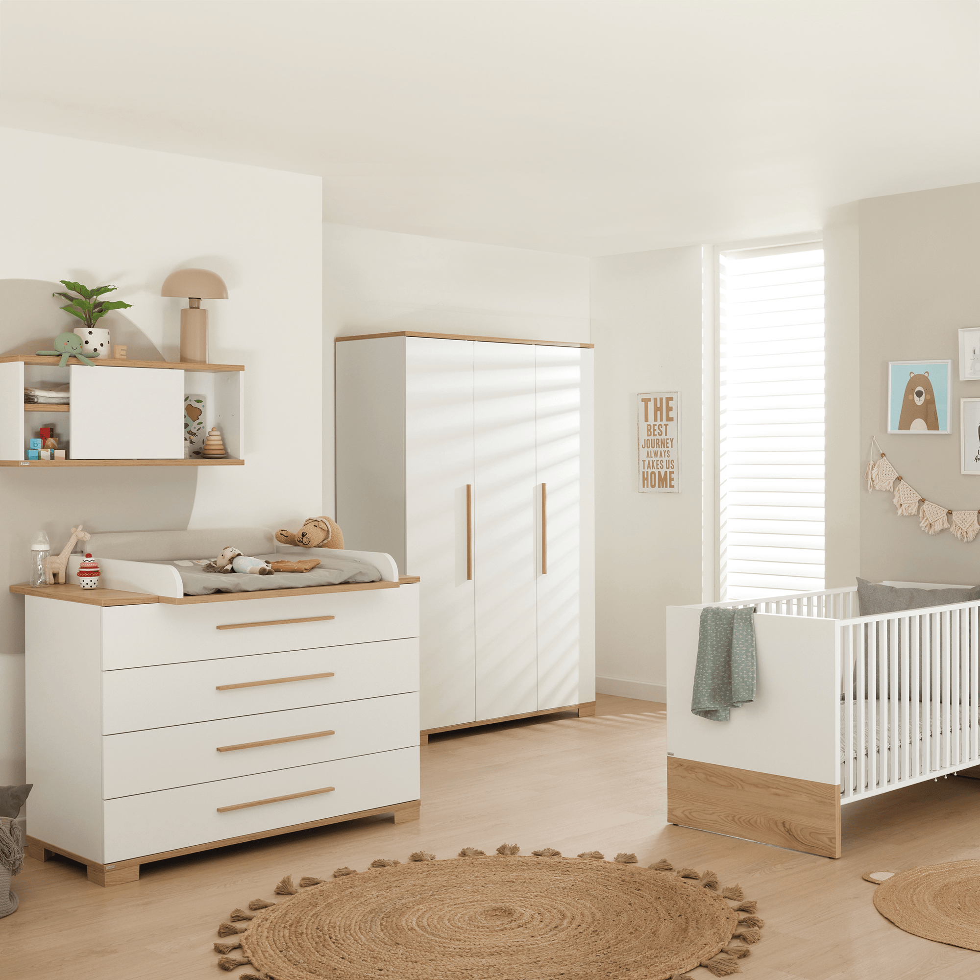 Babyzimmer Sets, PAIDI, Weiß – Besonderheit: Set aus 3-türigem Kleiderschrank, Kinderbett, Wickelkommode und Wickelaufsatz