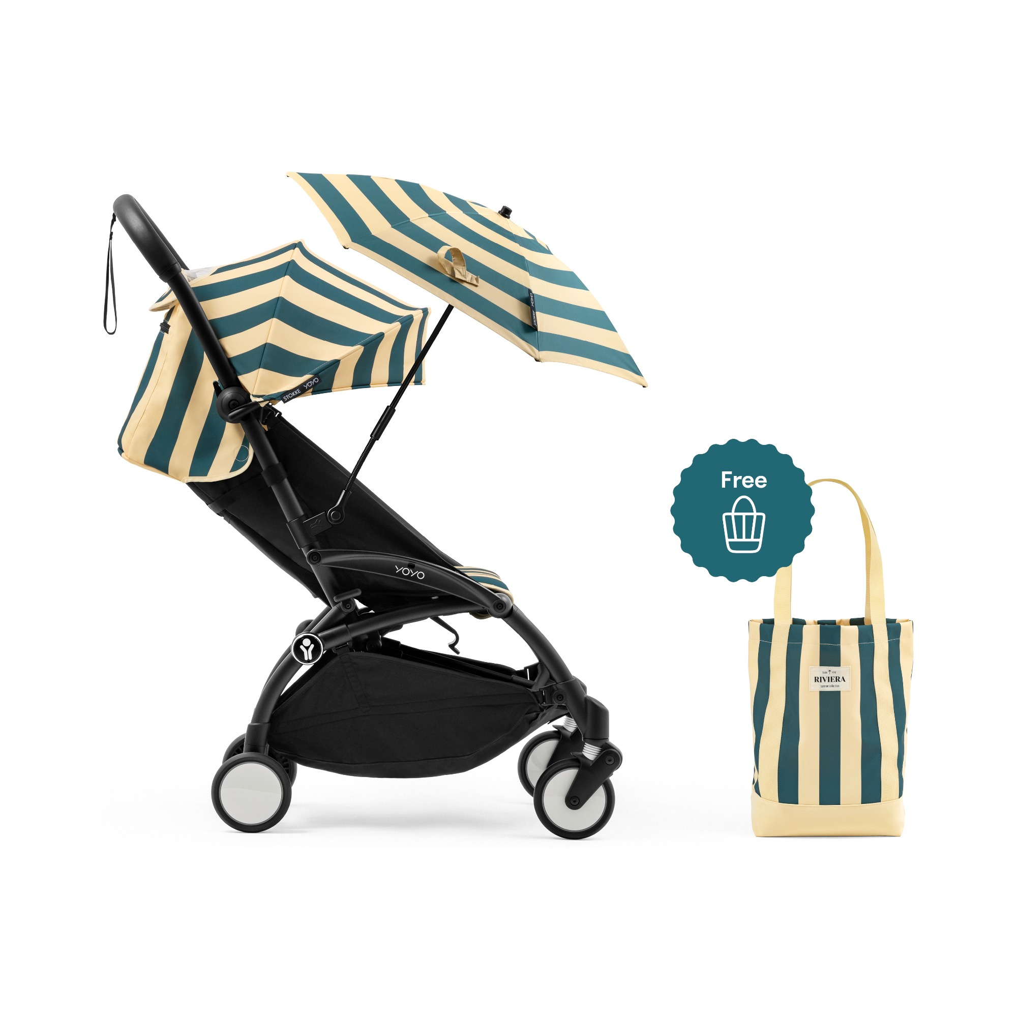 Buggys, STOKKE, Blau – Besonderheit: Set bestehend aus dem Yoyo-Gestell und dem Yoyo Summer Kit (Textilset, Sonnenschirm und Tasche)