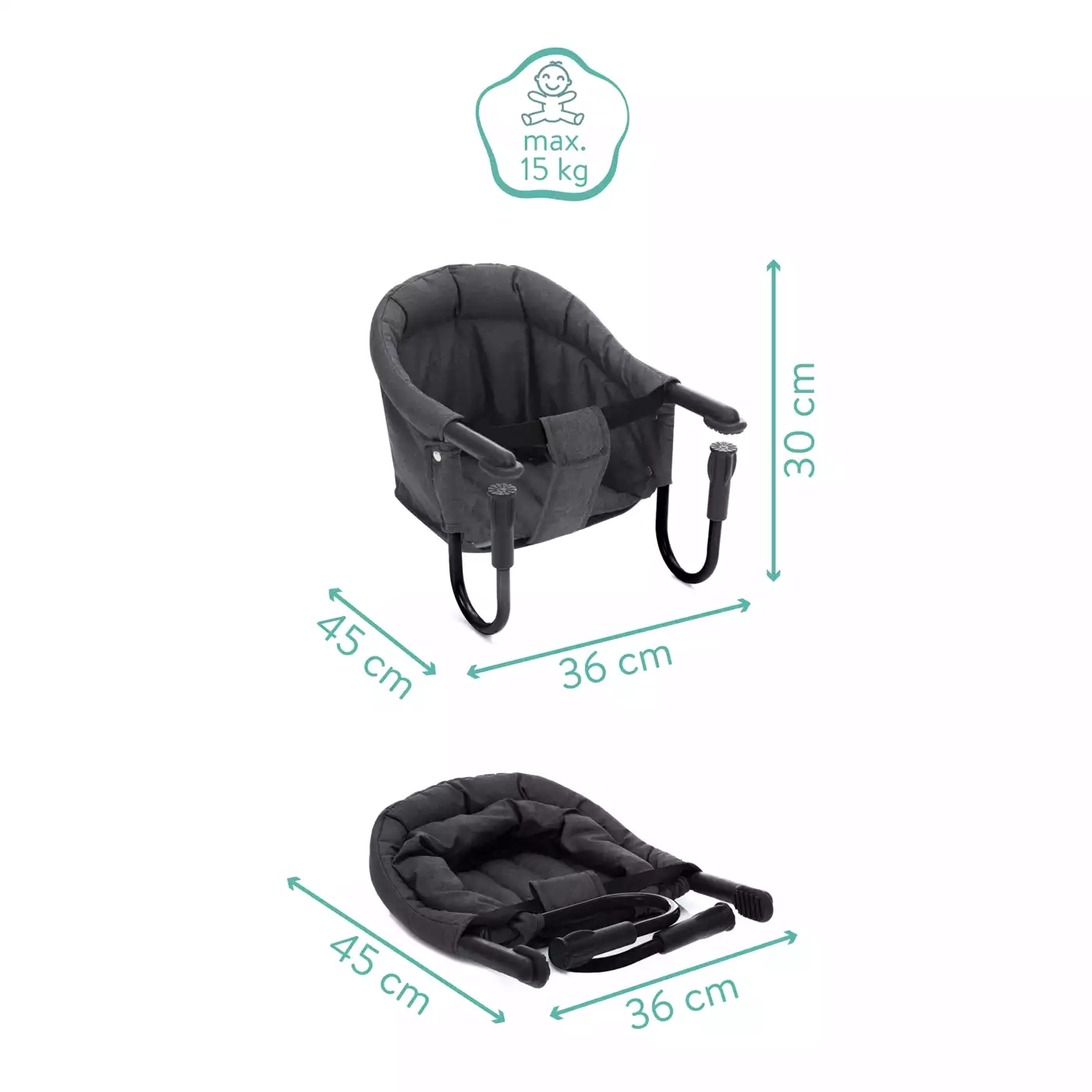 Reisehochstühle, fillikid, Grau – Produktansicht