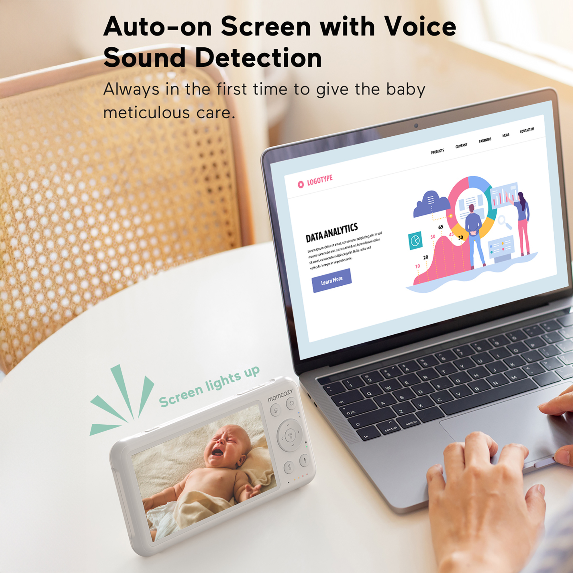 Video Babyphone, momcozy, Weiß – Produktansicht