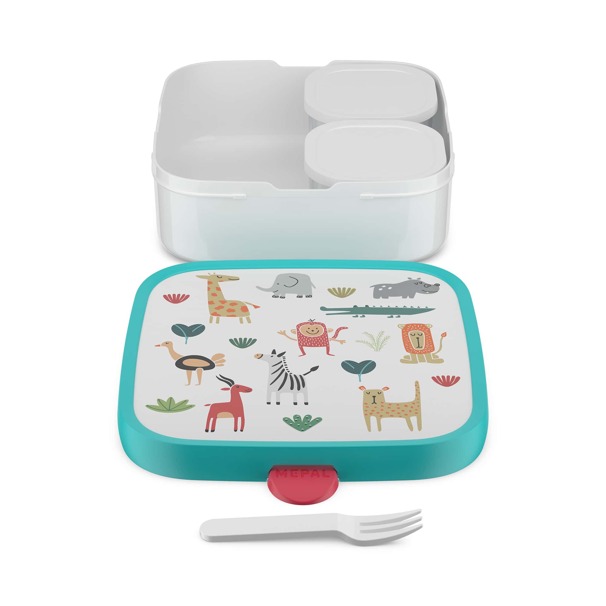 Brotdosen & Snackboxen, MEPAL, Grün – Besonderheit: mit 2 herausnehmbaren Bento-Einsätzen und 1 Gabel