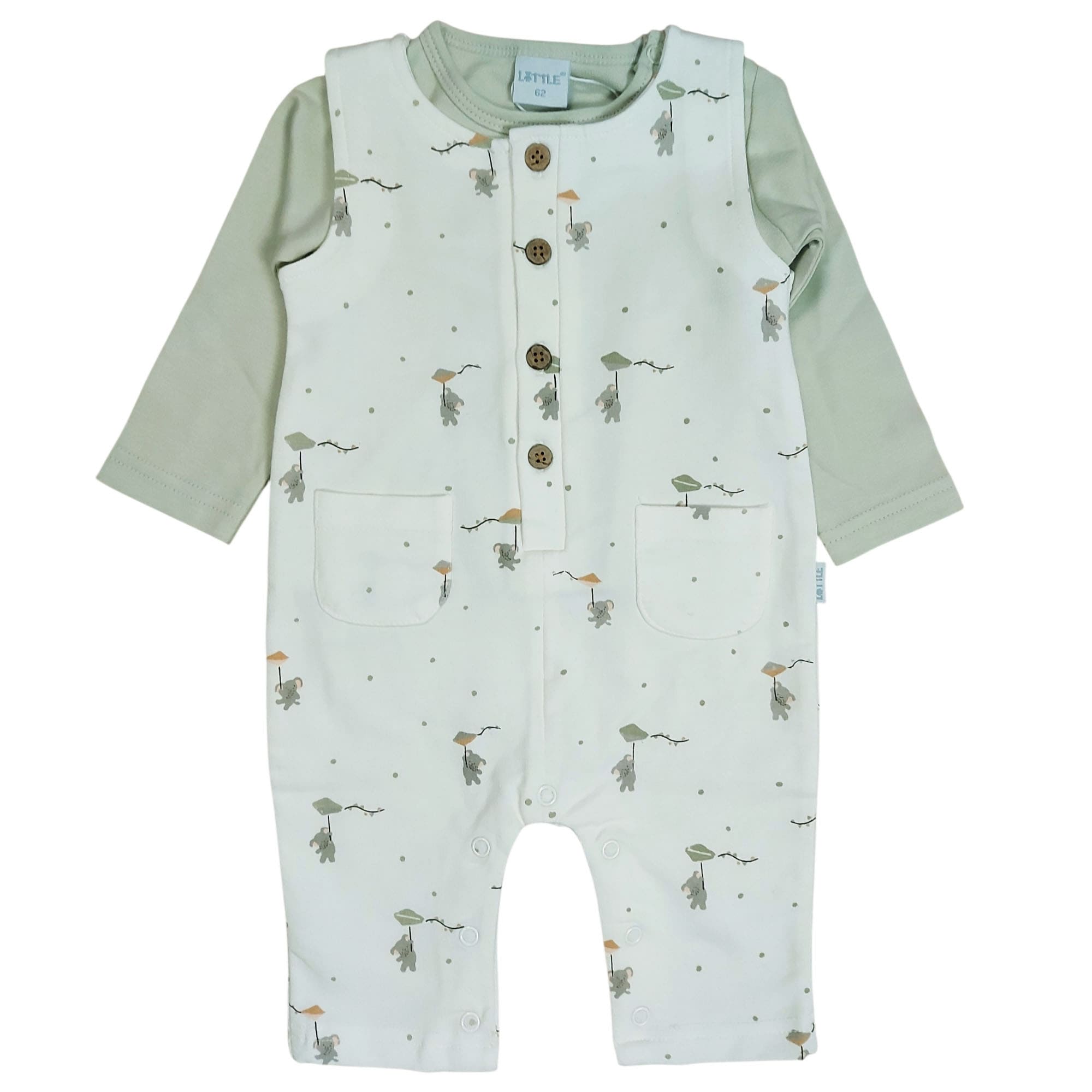 Strampler, LITTLE, Weiß – Besonderheit: Set bestehend aus Strampler und Langarmshirt