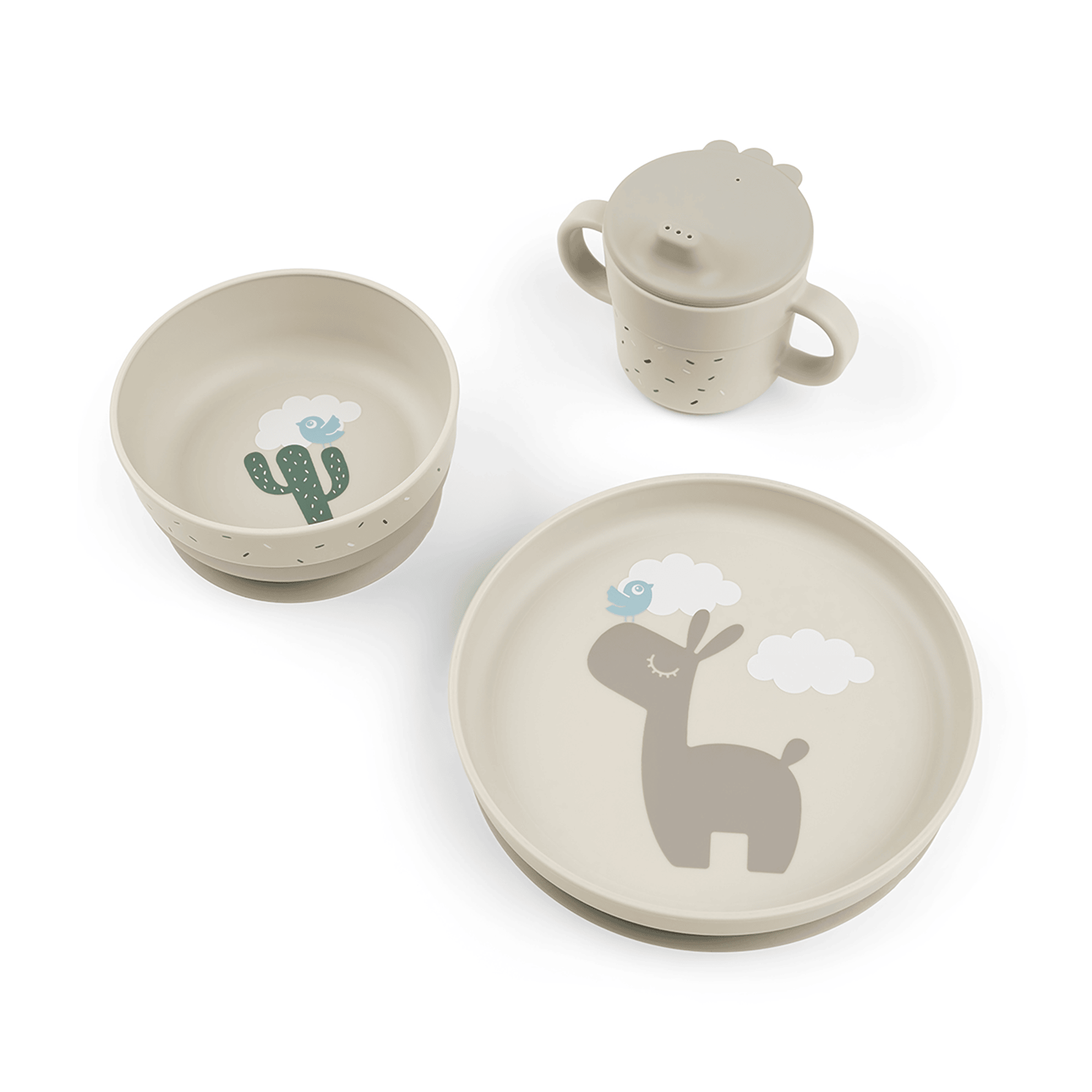 Kinderteller, done by deer, Beige – Besonderheit: Teller & Schüssel mit praktischem Saugfuß