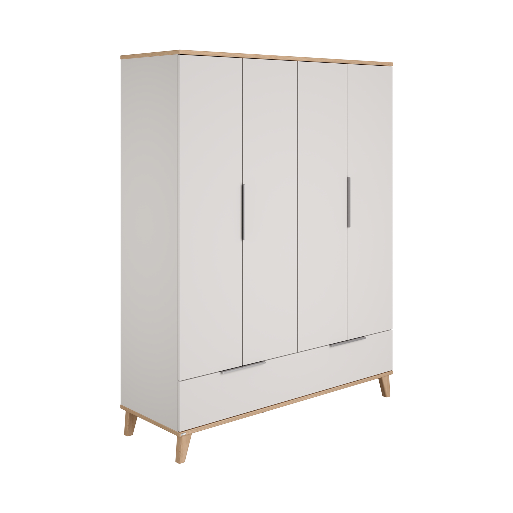 Babyzimmer Sets, PAIDI, Grau – Besonderheit: Set aus 4-türigen Kleiderschrank, Babybett, Wickelkommode, Wickelauflage