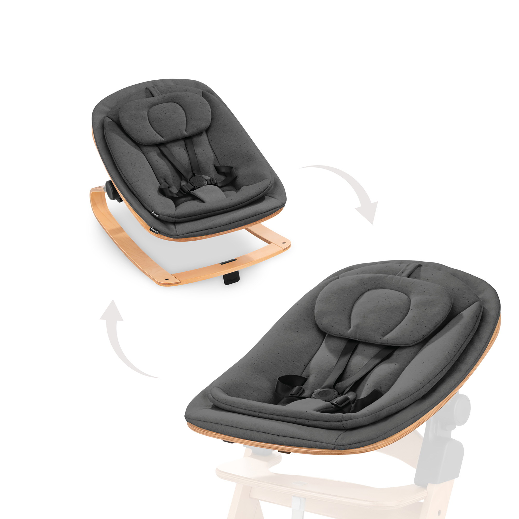 Hochstuhl Zubehör, hauck, Grau – Besonderheit: vielseitig nutzbar als Wippe, Schaukel und Neugeborenenaufsatz
