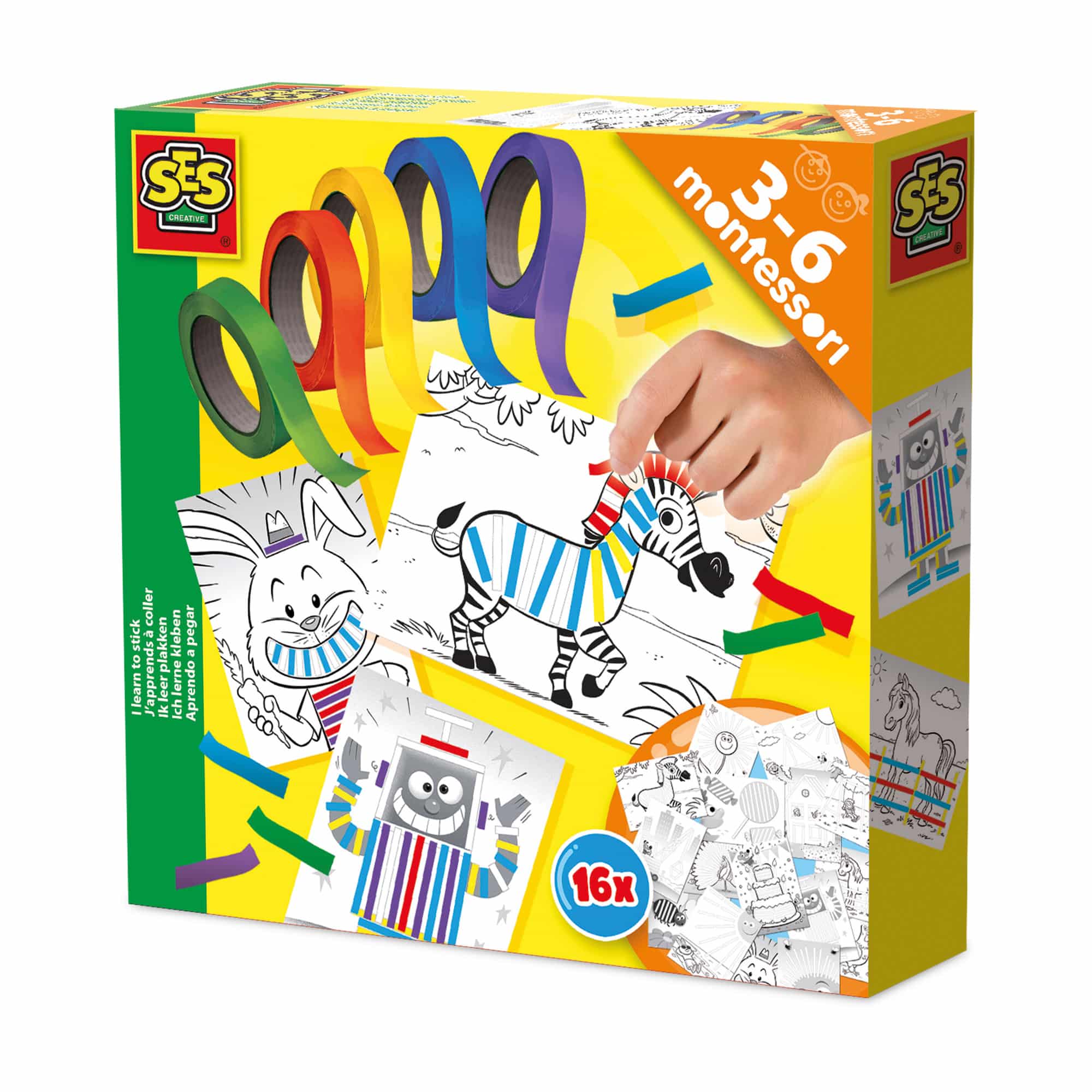 Malen & Kneten, SES CREATIVE, Gelb – Besonderheit: zum Kleben von Farbstreifen auf eine vorgedruckte Vorlage
