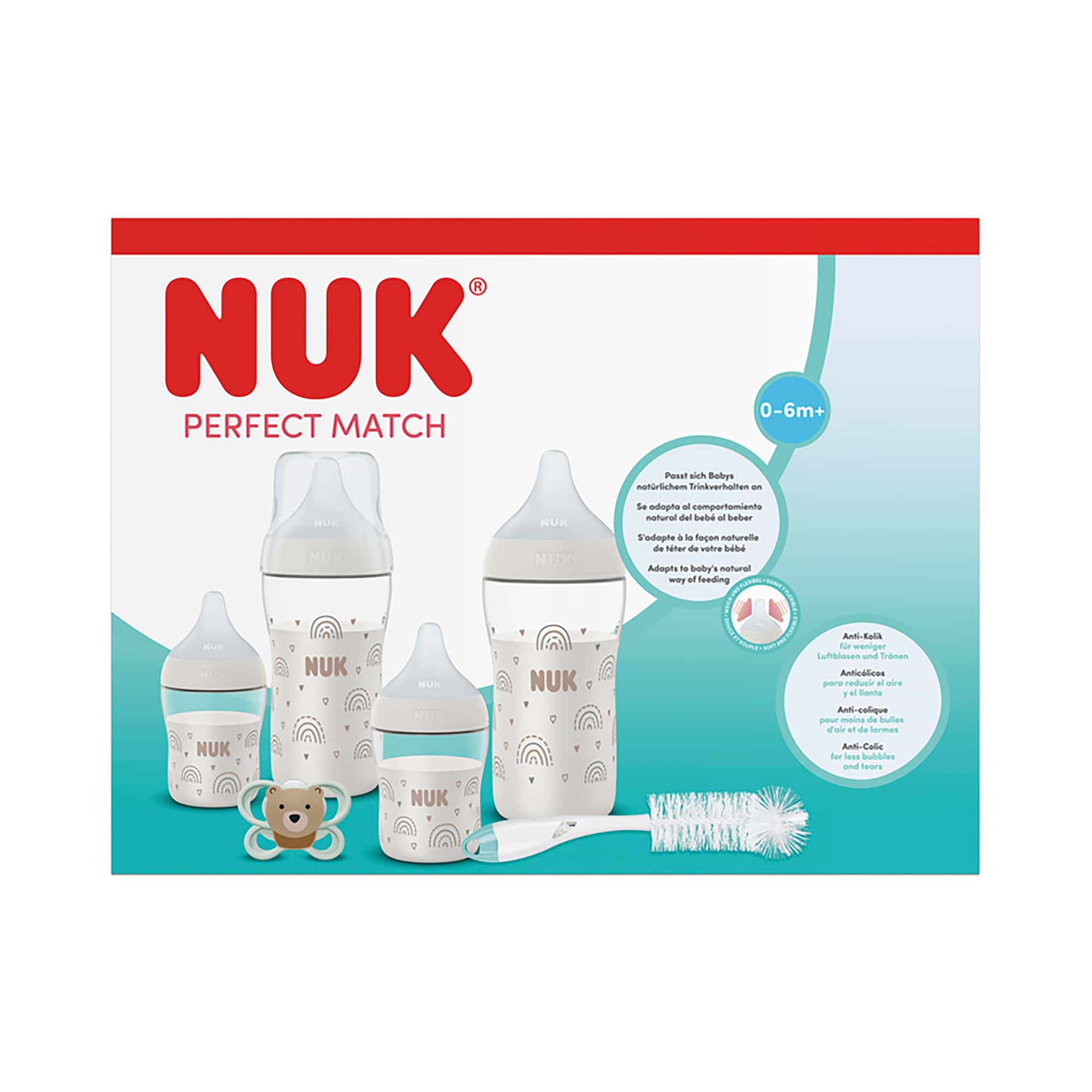 Babyfläschchen, NUK, Transparent – Besonderheit: 4x Flaschen aus hochwertigem Polypropylen (PP), 2x 150ml in Größe S, 2x 260ml in Größe M