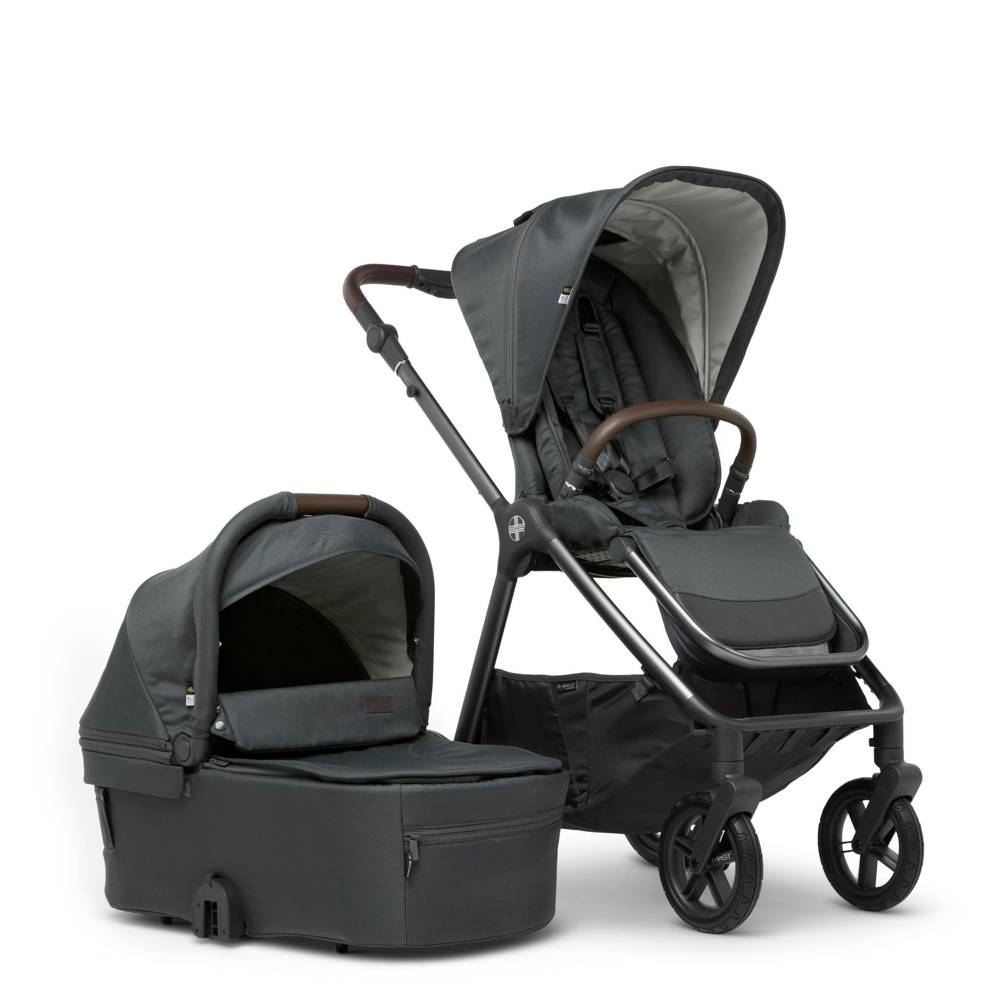 Kombi-Kinderwagen, MAST, Schwarz – Besonderheit: inkl. Babywanne, Sportsitz, Regenschutz
