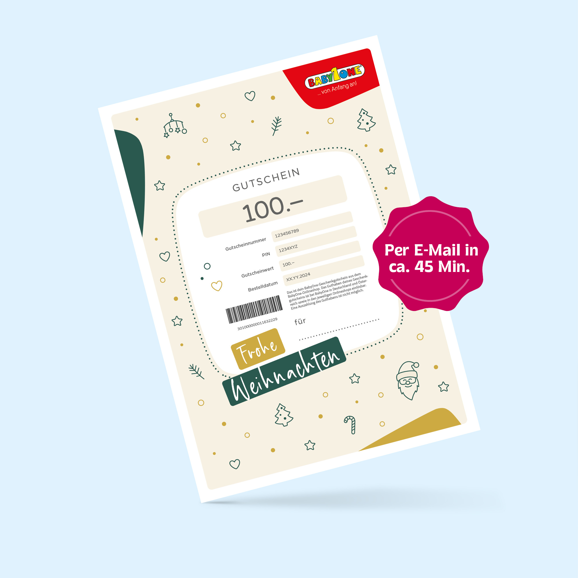 Geschenkgutscheine, Grün – Besonderheit: Versand per E-Mail direkt nach Zahlung
