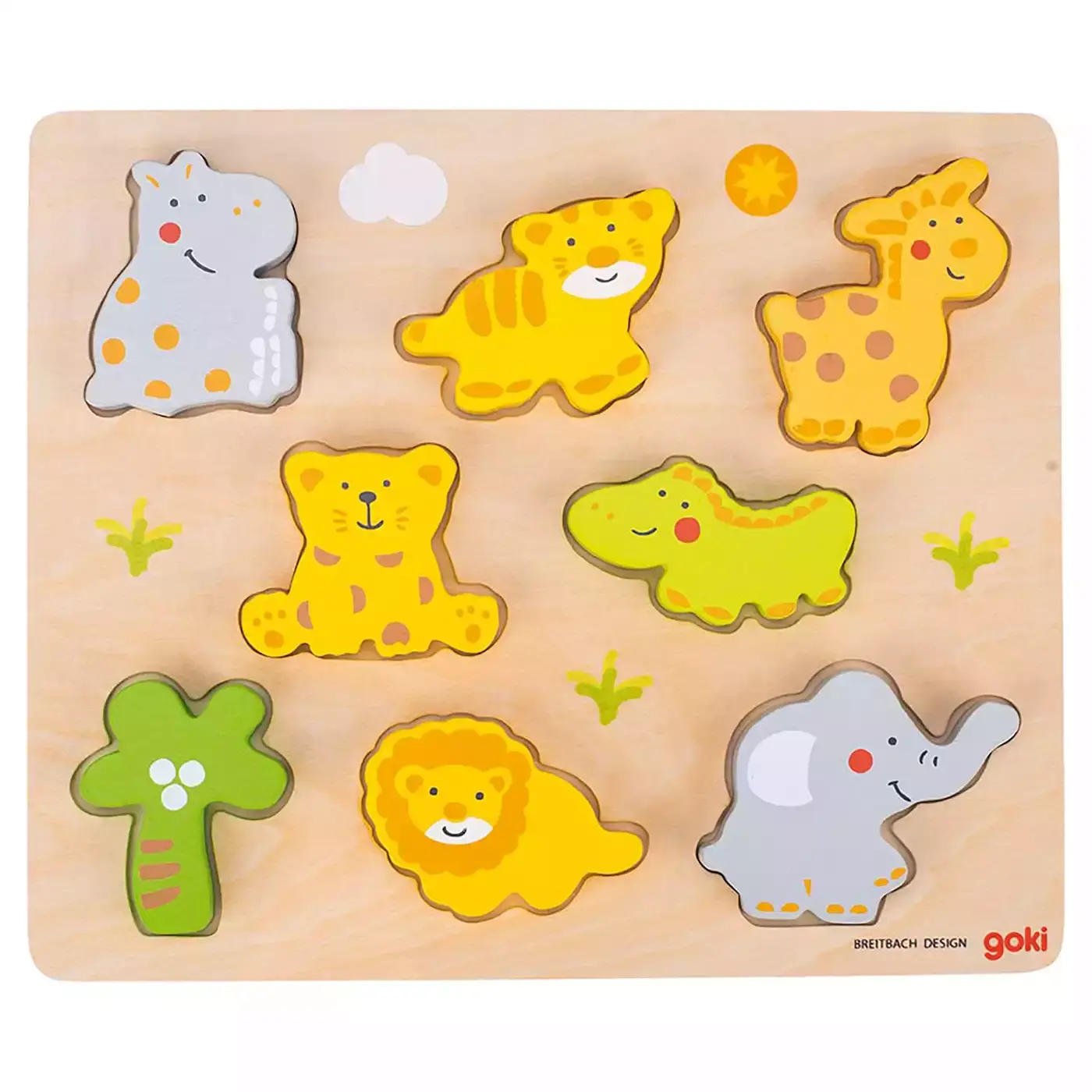 Einlegepuzzle Wilde Tiere goki Braun 2000548331909 3