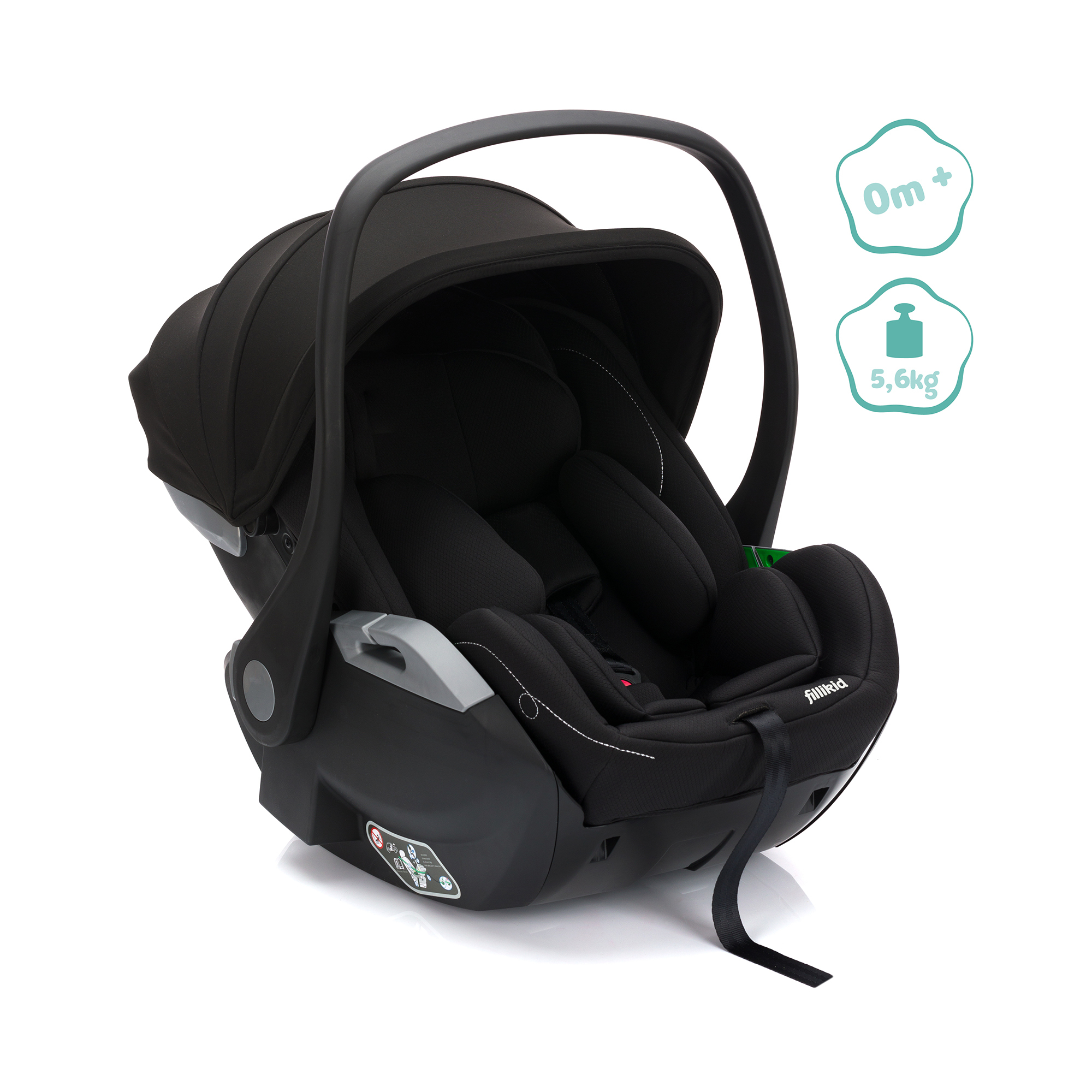 Babyschalen 0-13 kg, Gruppe 0+, fillikid, Schwarz – Besonderheit: Babyschale mit Basisstation