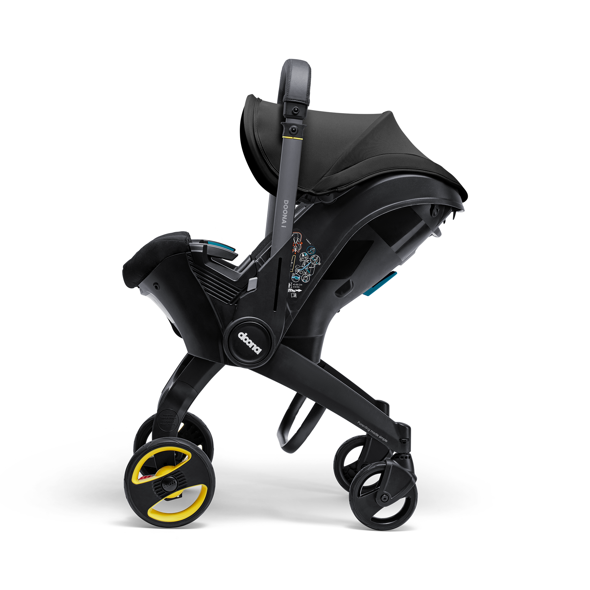Babyschalen 0-13 kg, Gruppe 0+, doona, Schwarz – Produktansicht