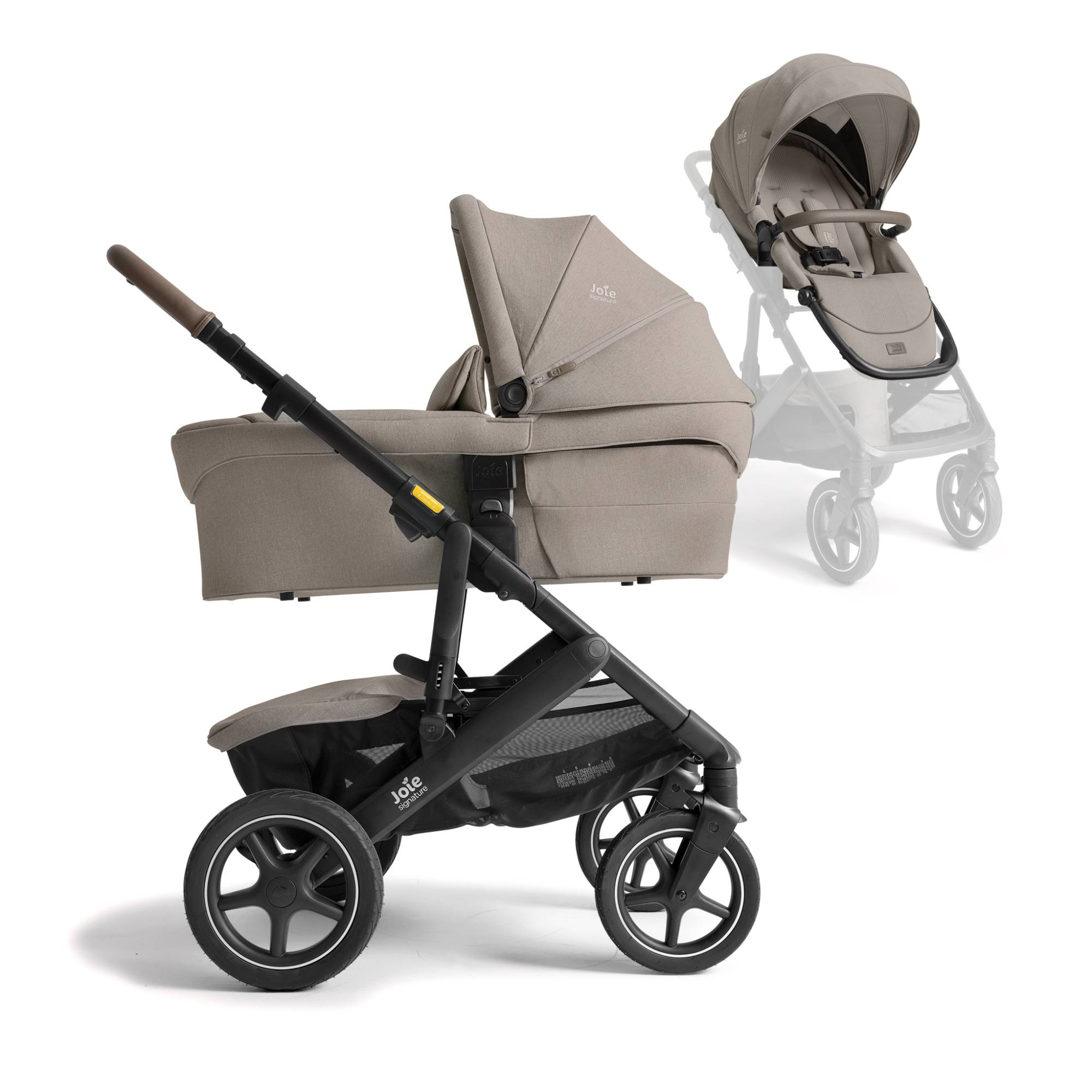 Kombi-Kinderwagen, Joie signature, Beige – Besonderheit: gefederter Flex™-Komfort-Sportsitz mit zusätzlich gepolsterter Rückenlehne
