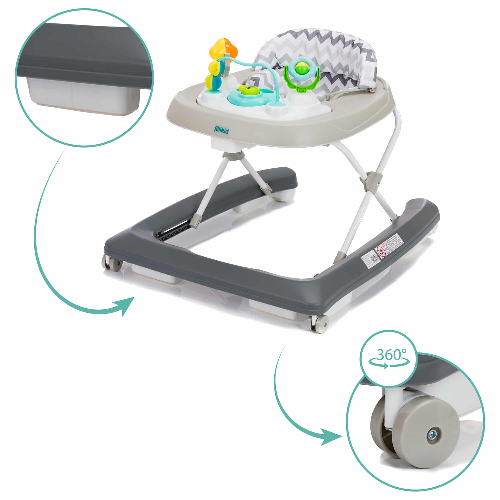Lauflernwagen, fillikid, Grau – Produktansicht