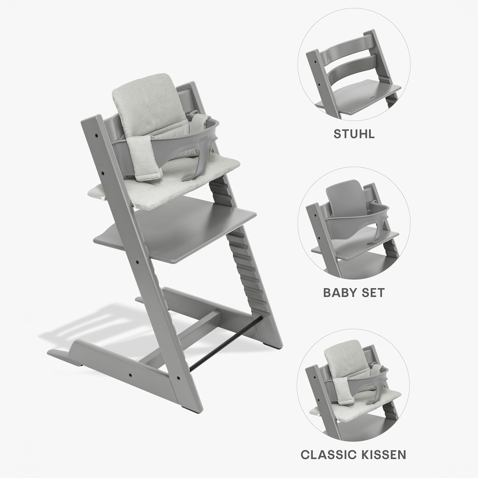 Treppenhochstühle, STOKKE, Grau – Produktansicht