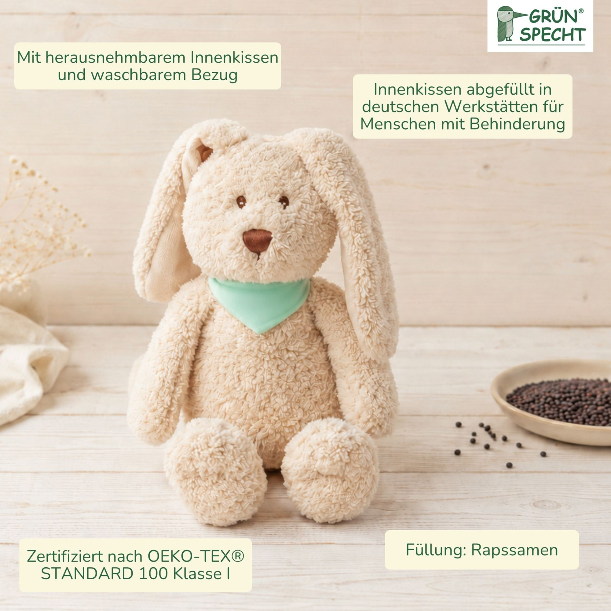 Wärmekissen & -flaschen, GRÜNSPECHT, Beige – Produktansicht