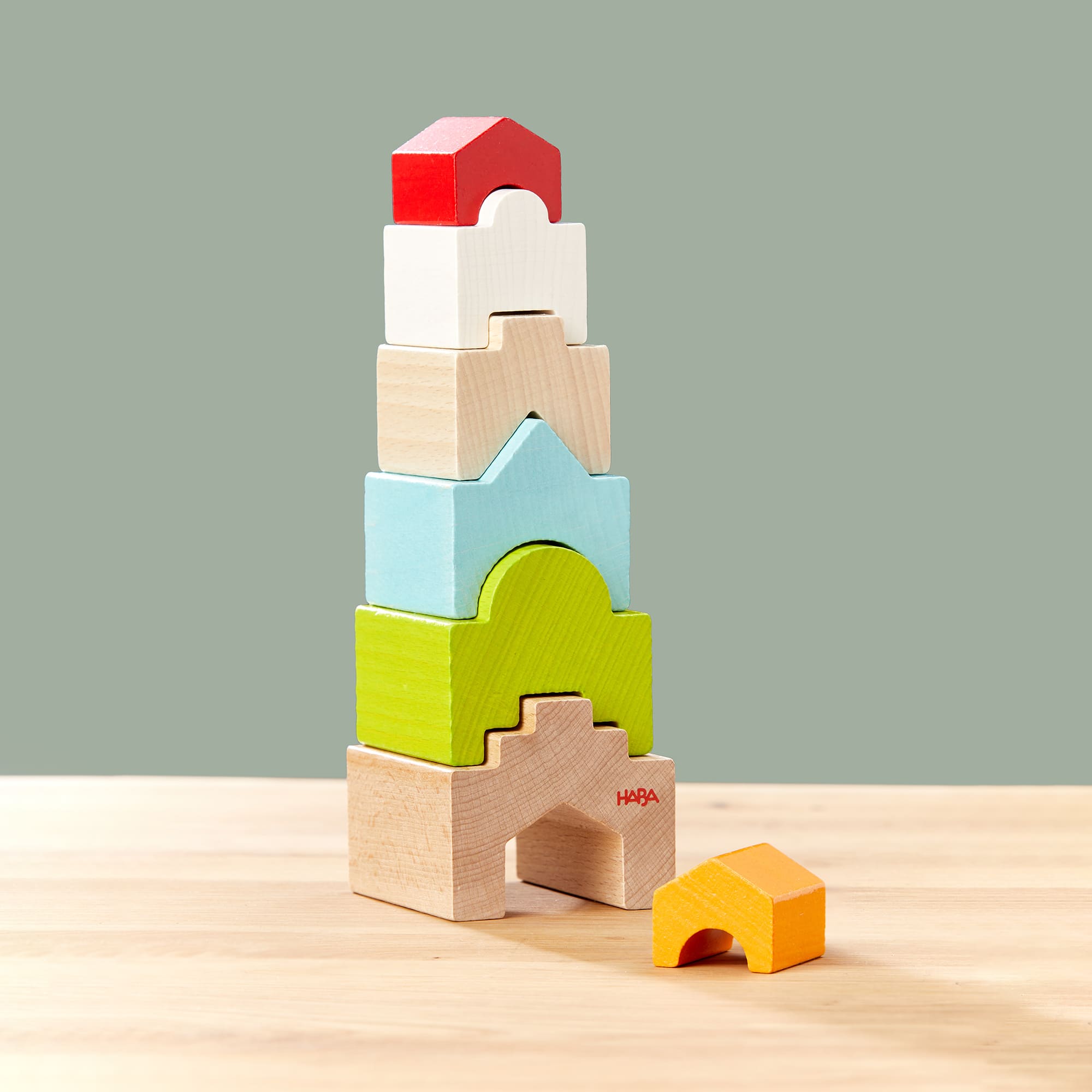 Stapeltürme, HABA, Braun – Besonderheit: mit 7 individuellen Stapelsteinen