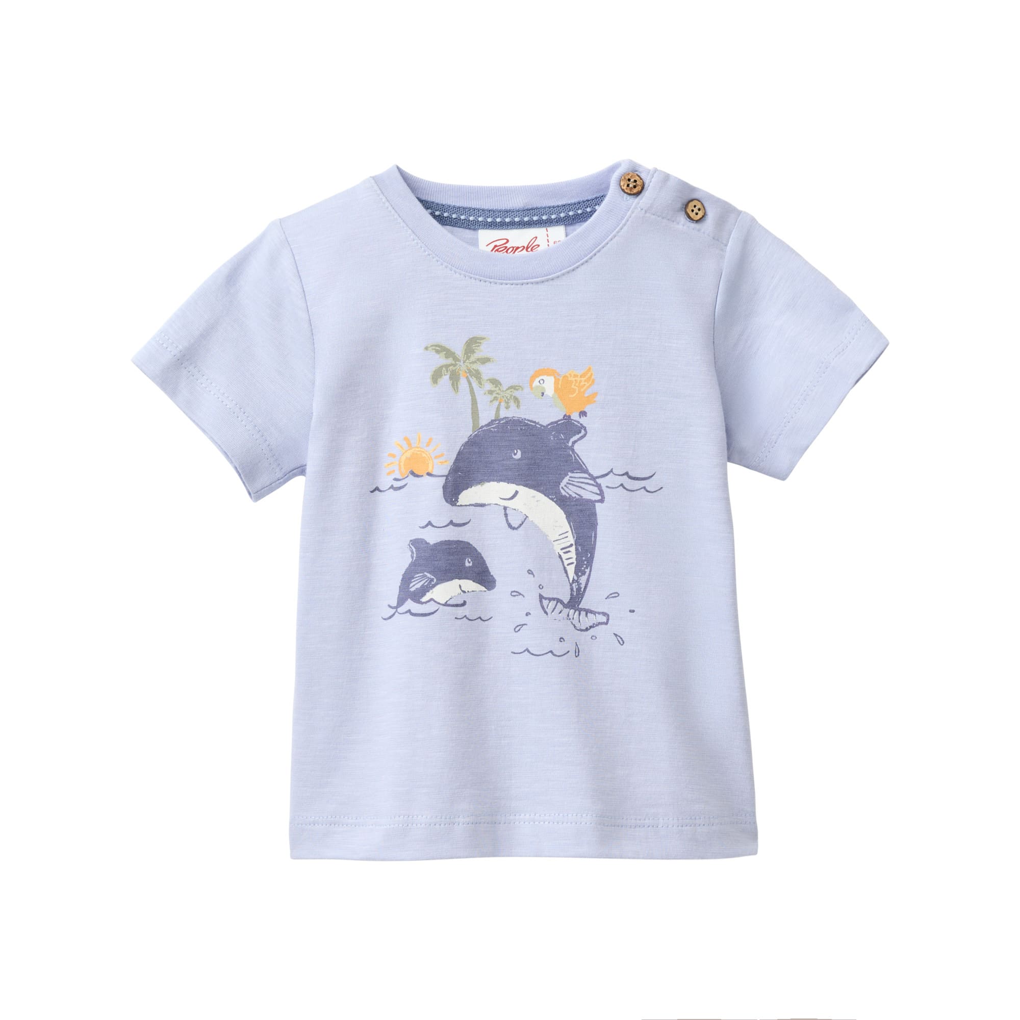 Kurzarmshirts, People Wear Organic, Blau – Besonderheit: aus 100% Baumwolle