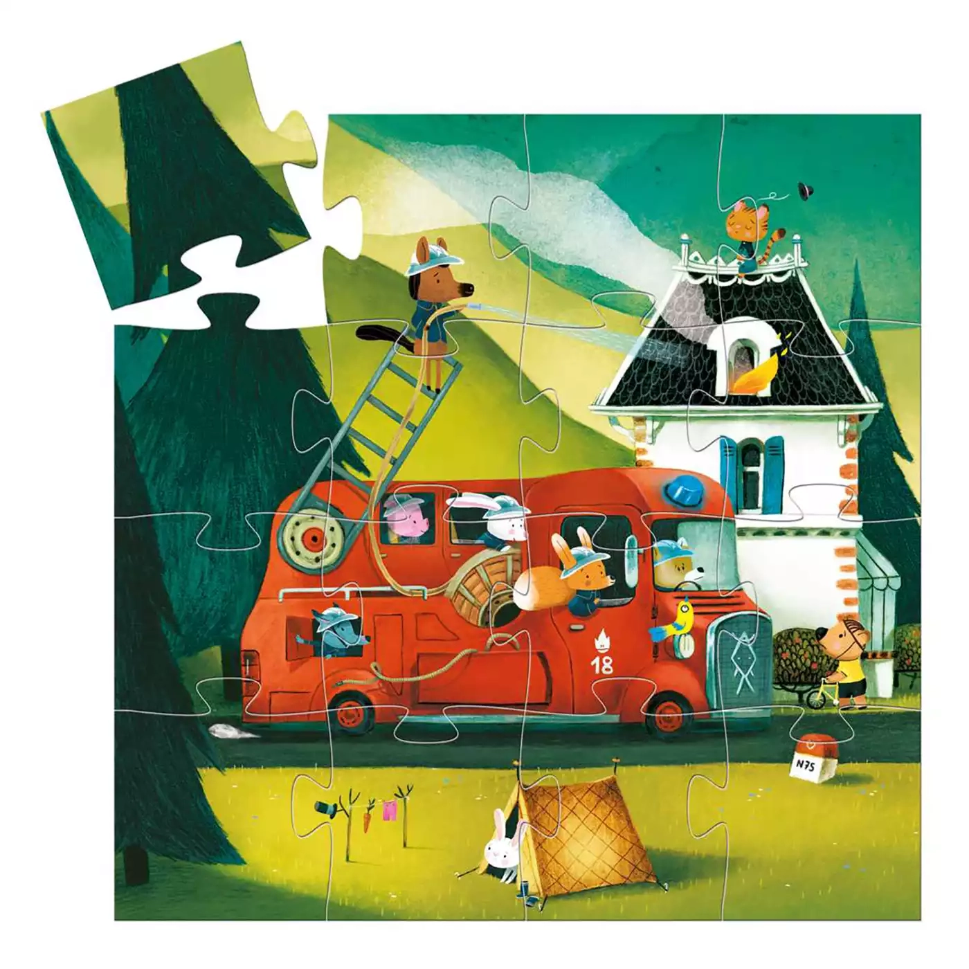 Puzzle, DJECO, Mehrfarbig – Besonderheit: 16 Teile