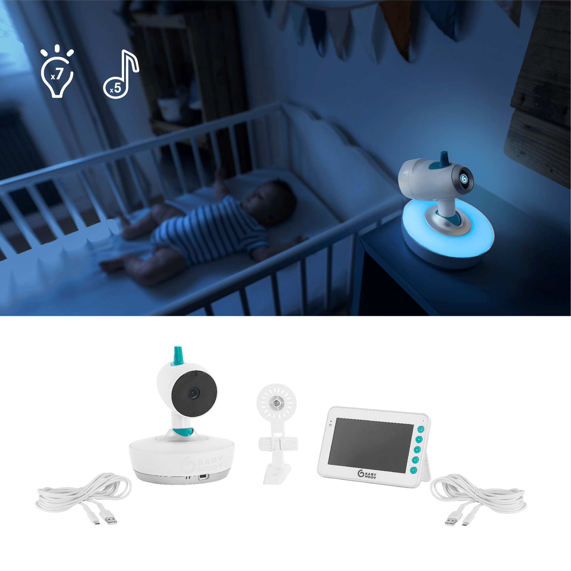 Video Babyphone, babymoov, Weiß – Produktansicht