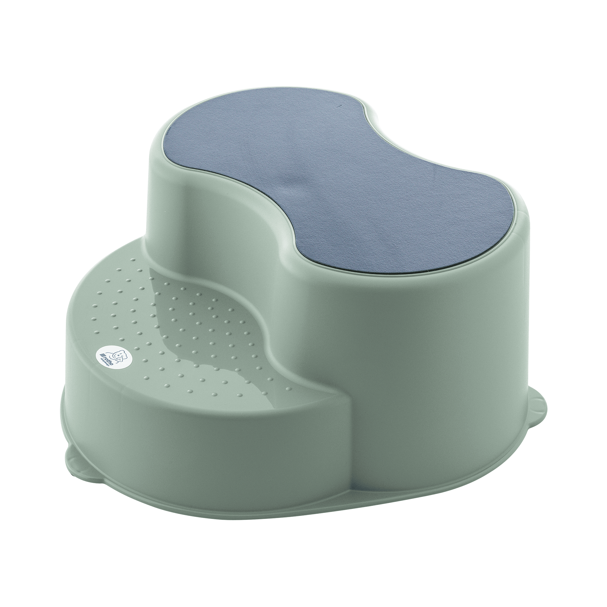 Tritthocker, rotho Babydesign, Grün – Besonderheit: 2 Stufen: Stufe 1 mit Anti-Rutsch-Noppen, Stufe 2 mit großer Trittfläche und Anti-Rutsch-Matte