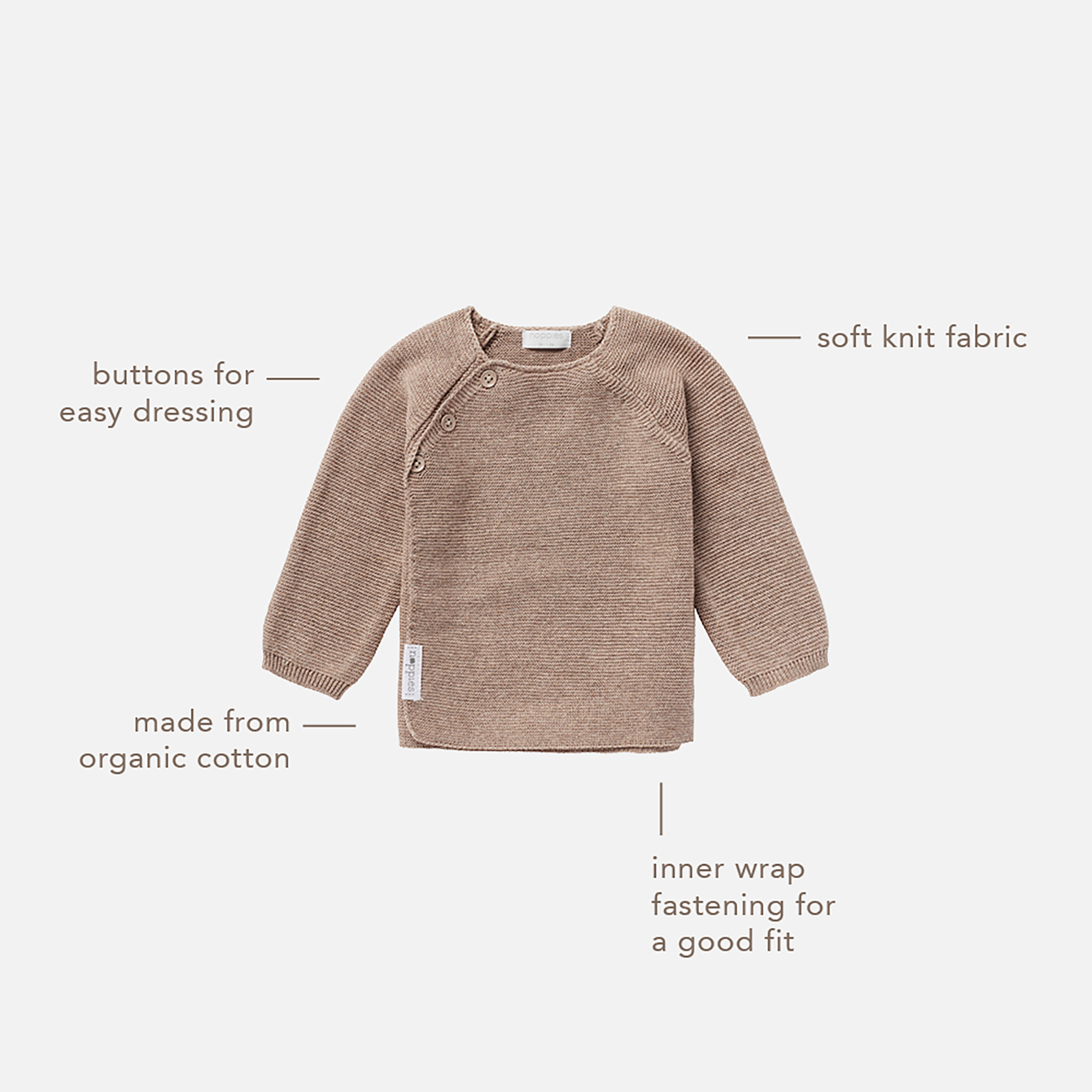 Sweat-, Fleece- & Strickjacken, noppies, Beige – Produktansicht