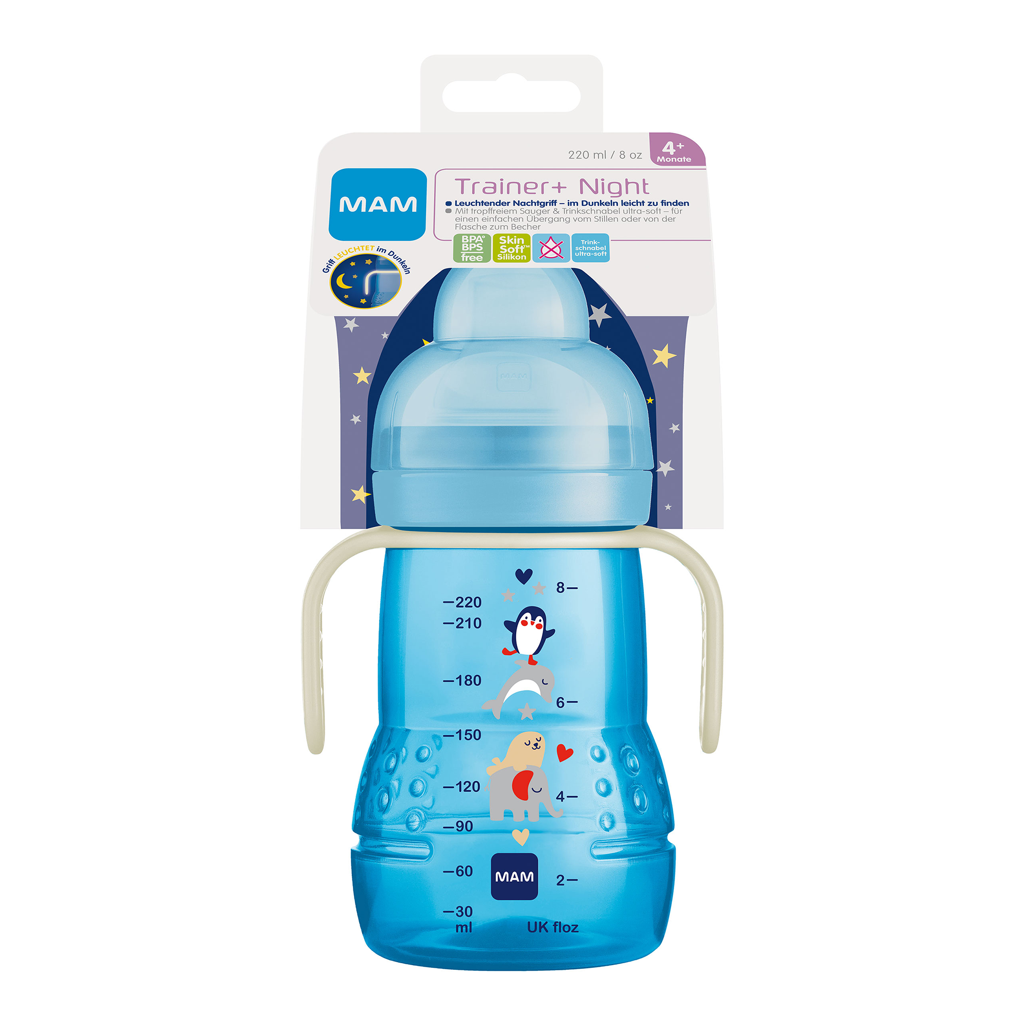 Trinklernbecher ab 4 Monate, MAM, Blau – Produktansicht