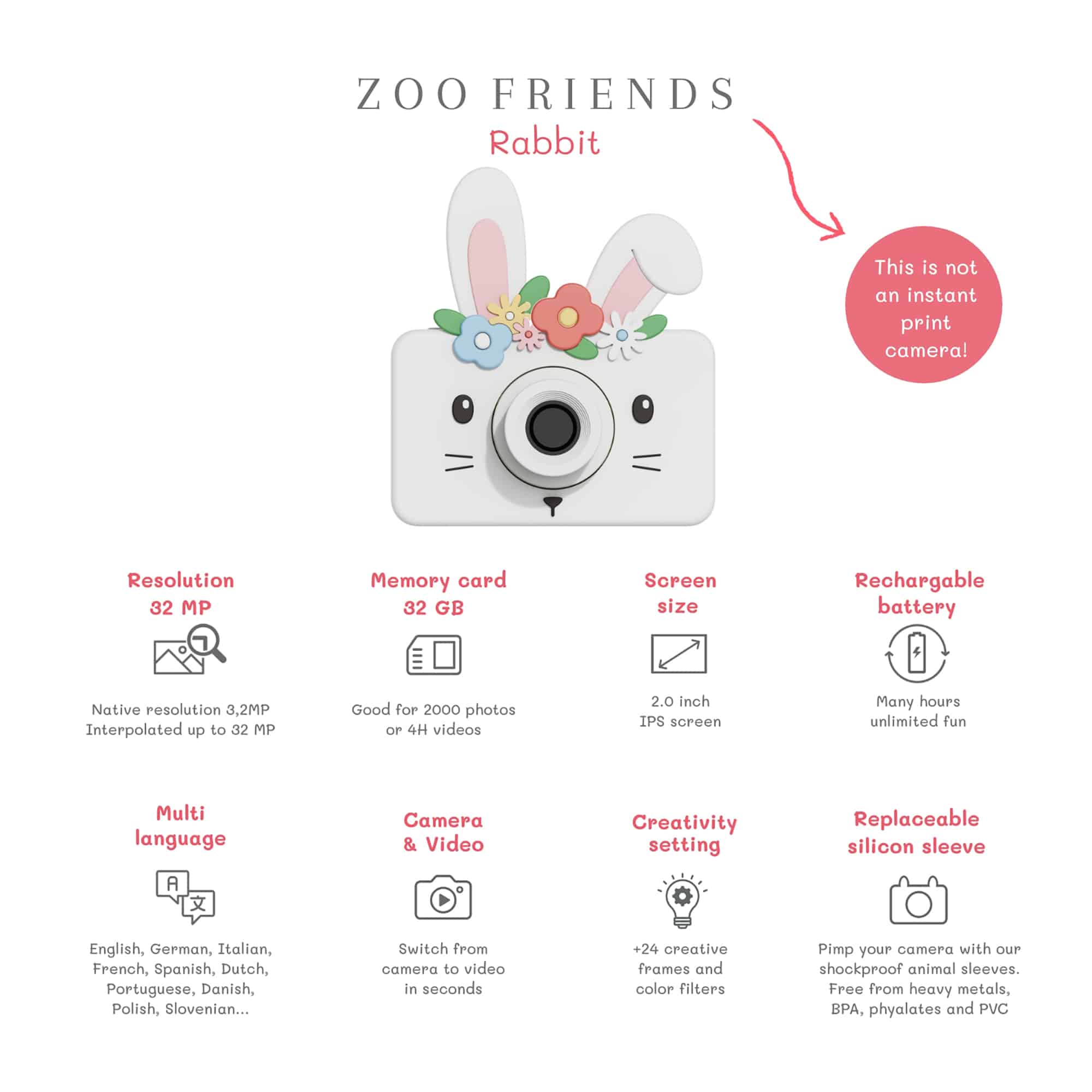 Elektronisches Spielzeug, ZOOFAMILY, Weiß – Produktansicht