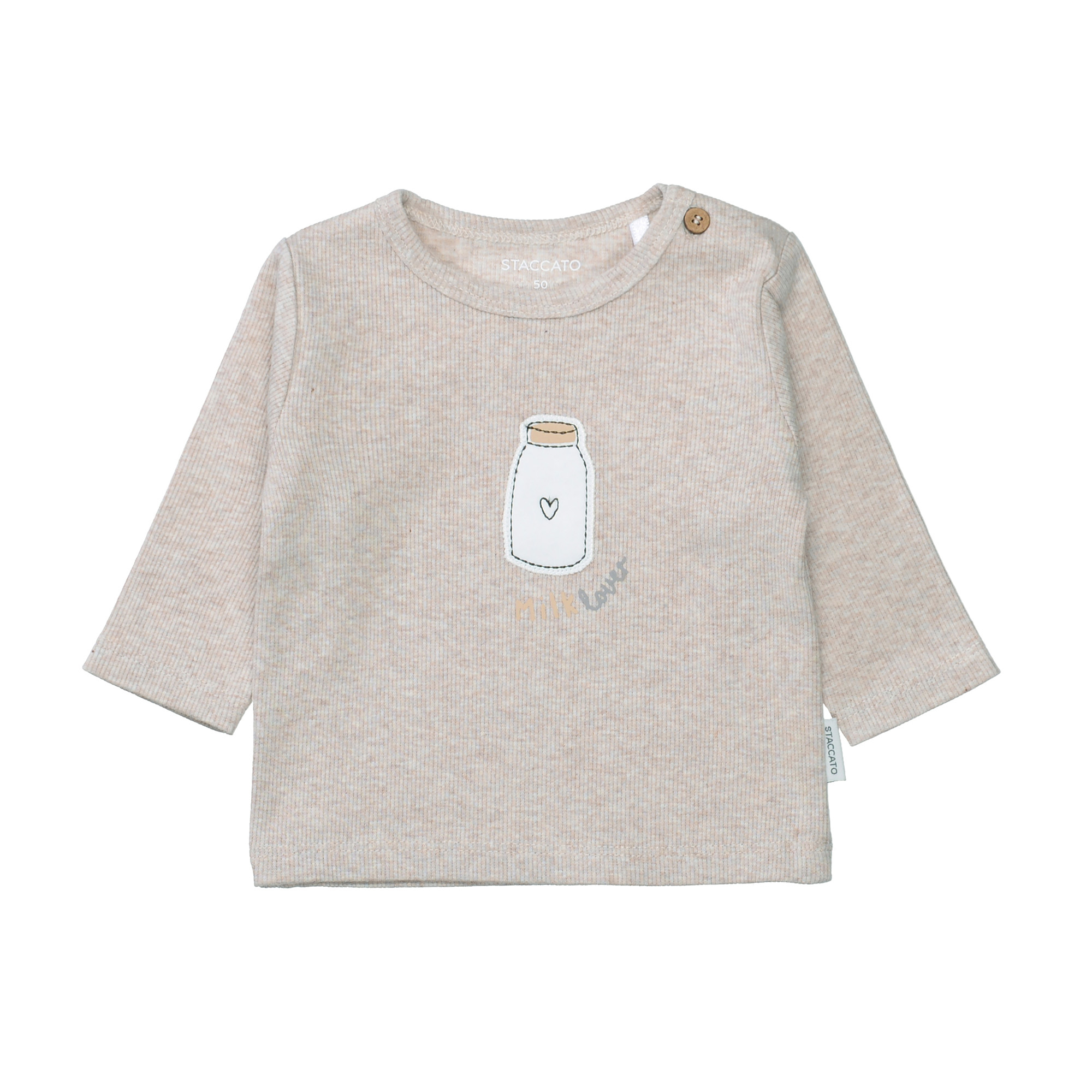 Langarmshirts, STACCATO, Beige – Besonderheit: aus 97% Baumwolle