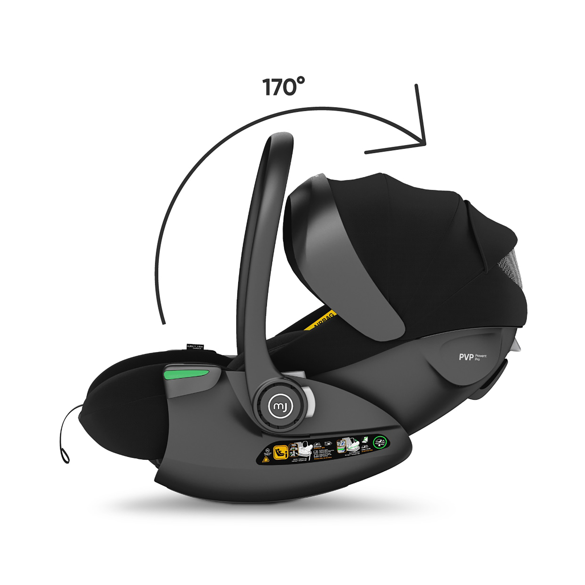 Babyschalen 0-13 kg, Gruppe 0+, My junior, Schwarz – Produktansicht
