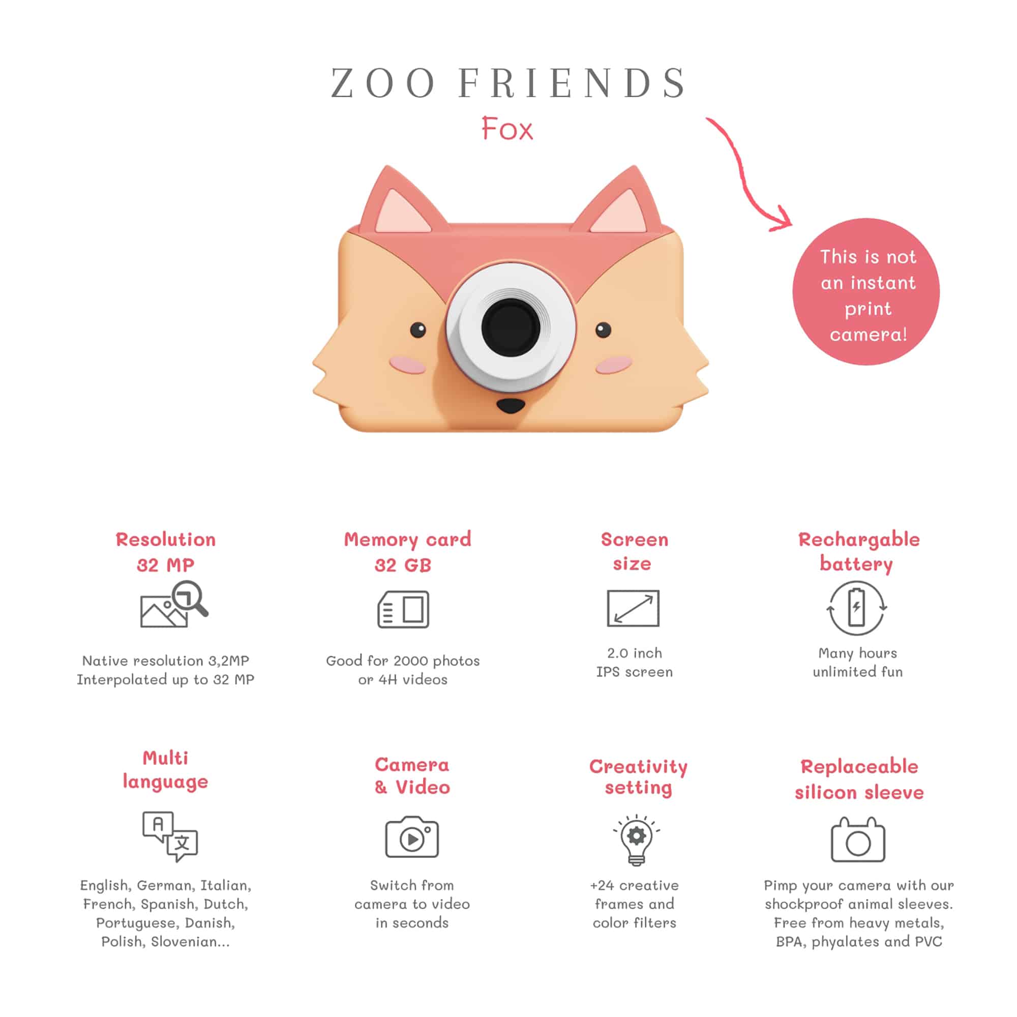 Elektronisches Spielzeug, ZOOFAMILY, Orange – Produktansicht